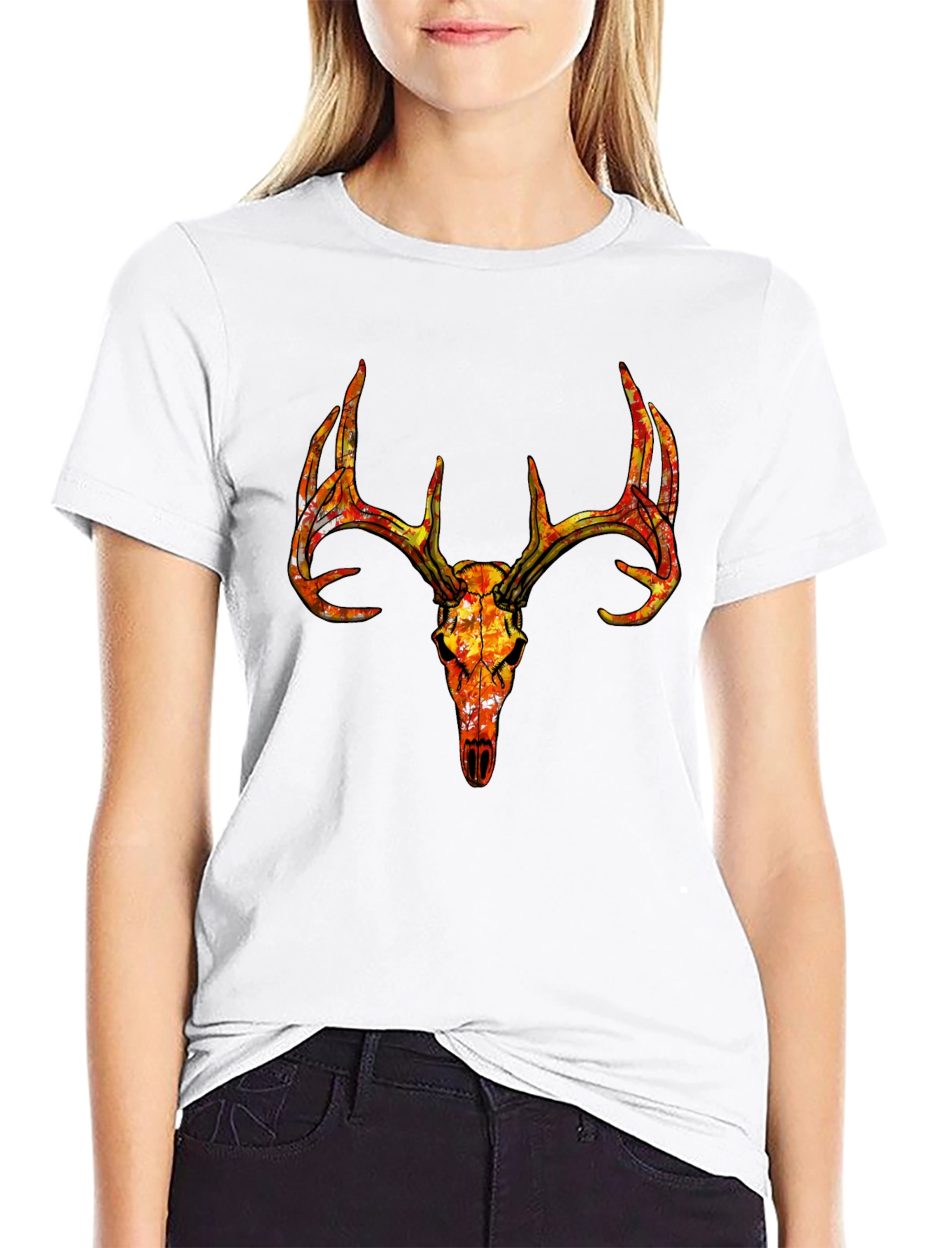 Black Deer Skull Graphic Tee - Bold Stag Design view 9