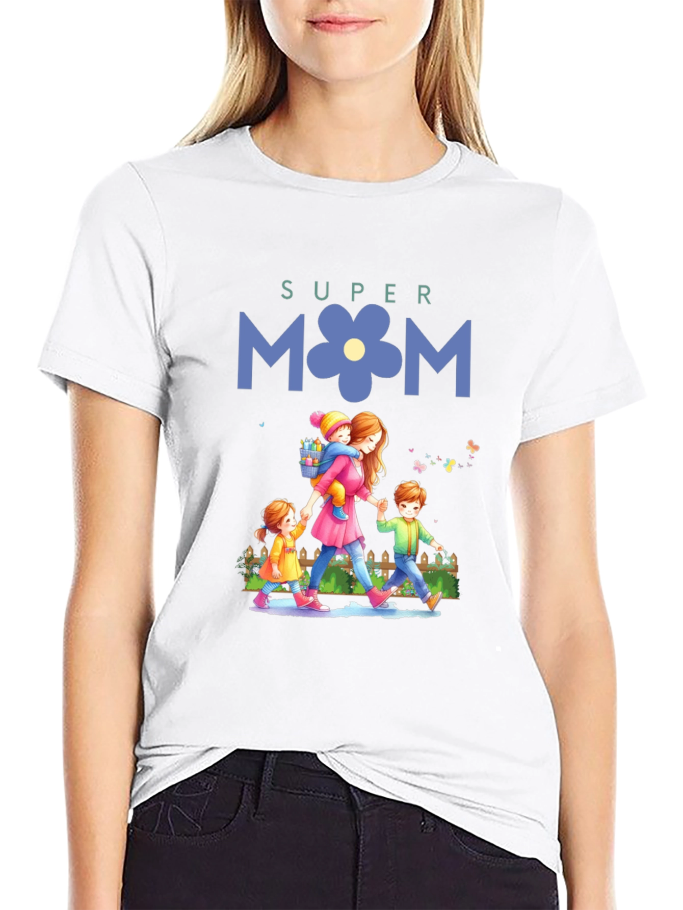 Black Super Mom T-Shirt - Mother's Day Gift view 9
