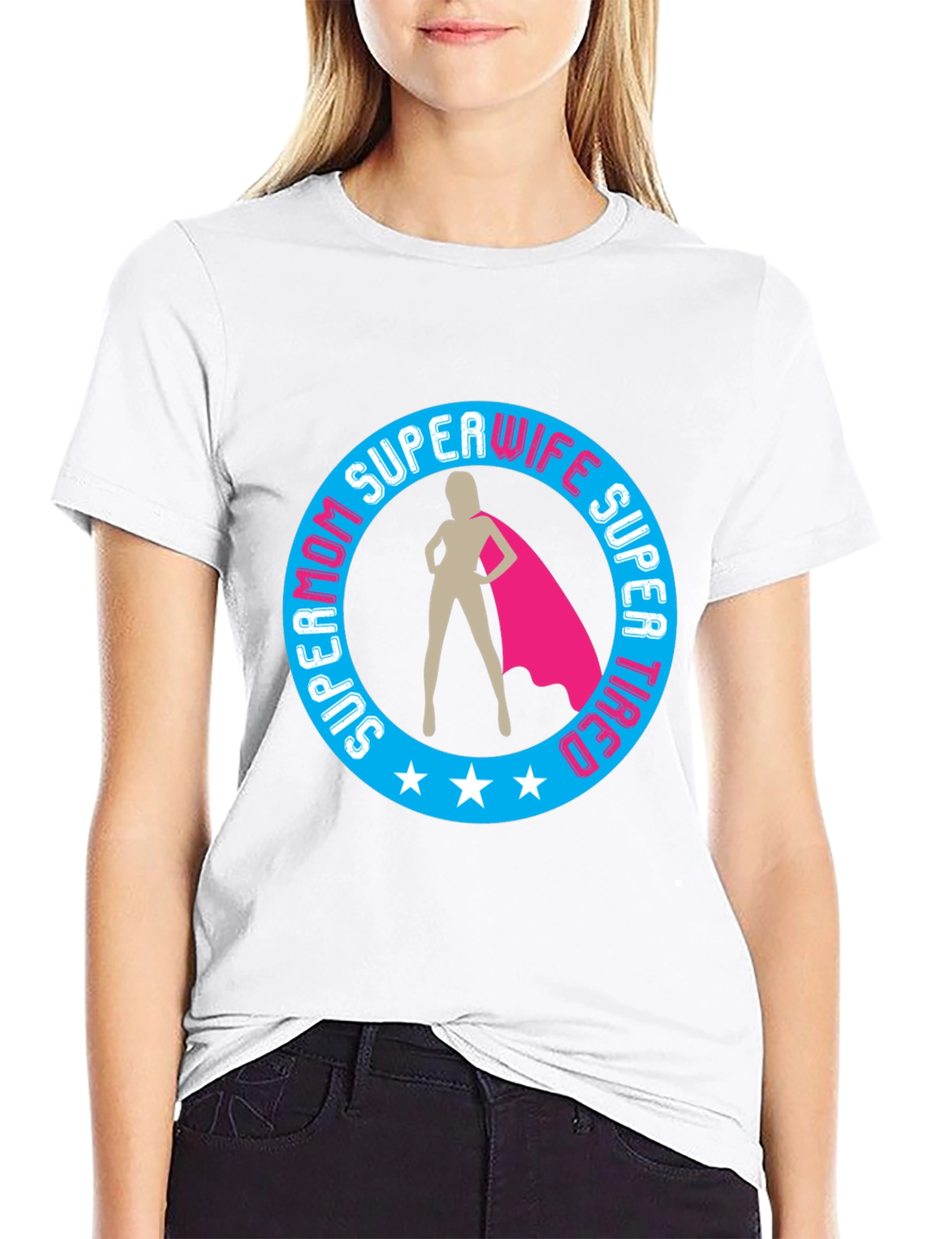 Black Super Mom Wife Tired Graphic T-Shirt view 9