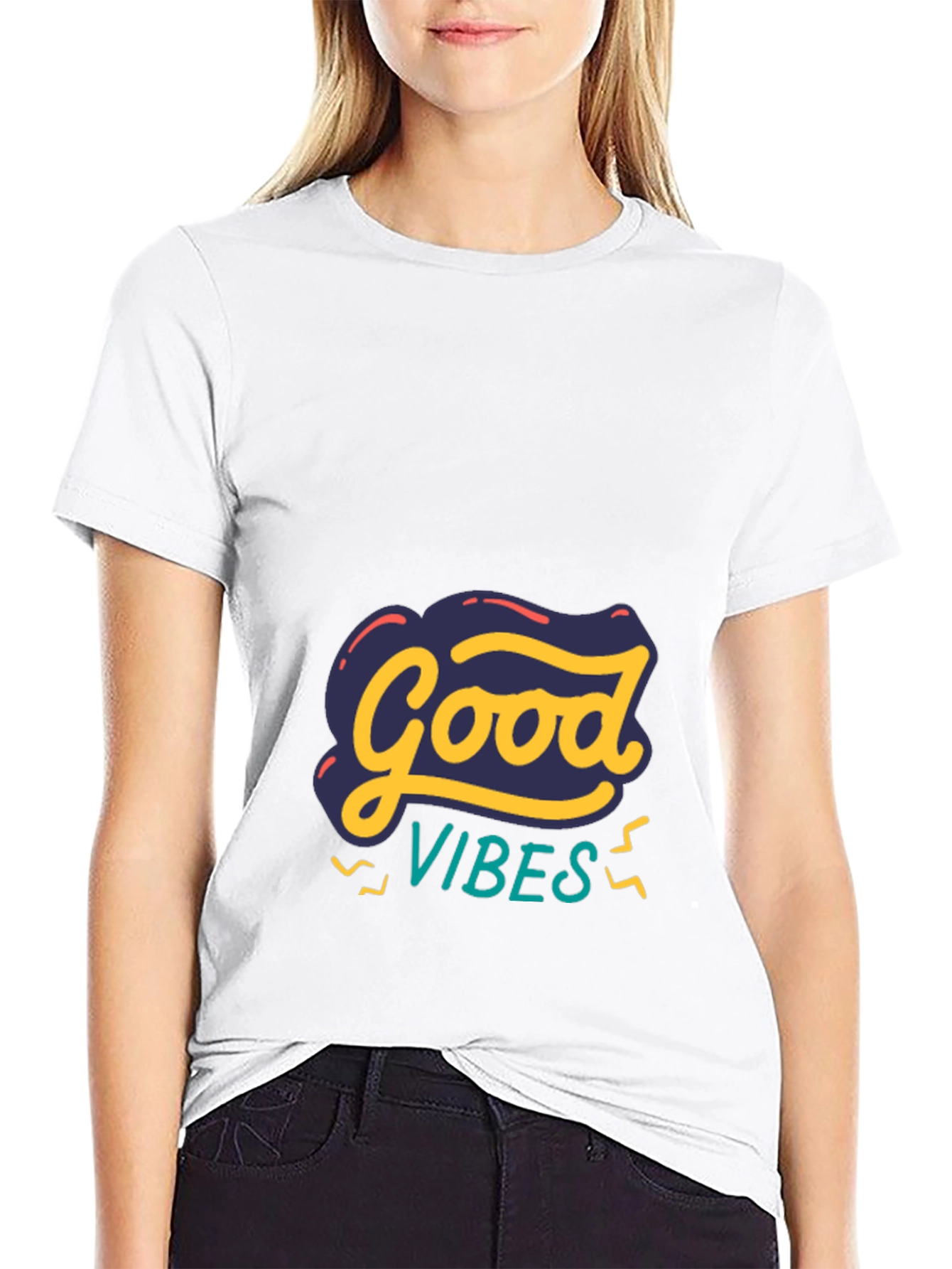 Black Good Vibes Graphic Tee - Stylish Comfort view 9