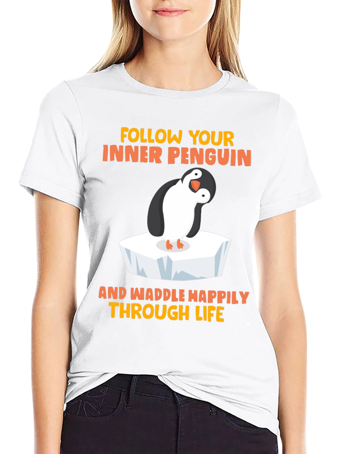 Black Penguin Graphic T-Shirt - Waddle Happily view 9
