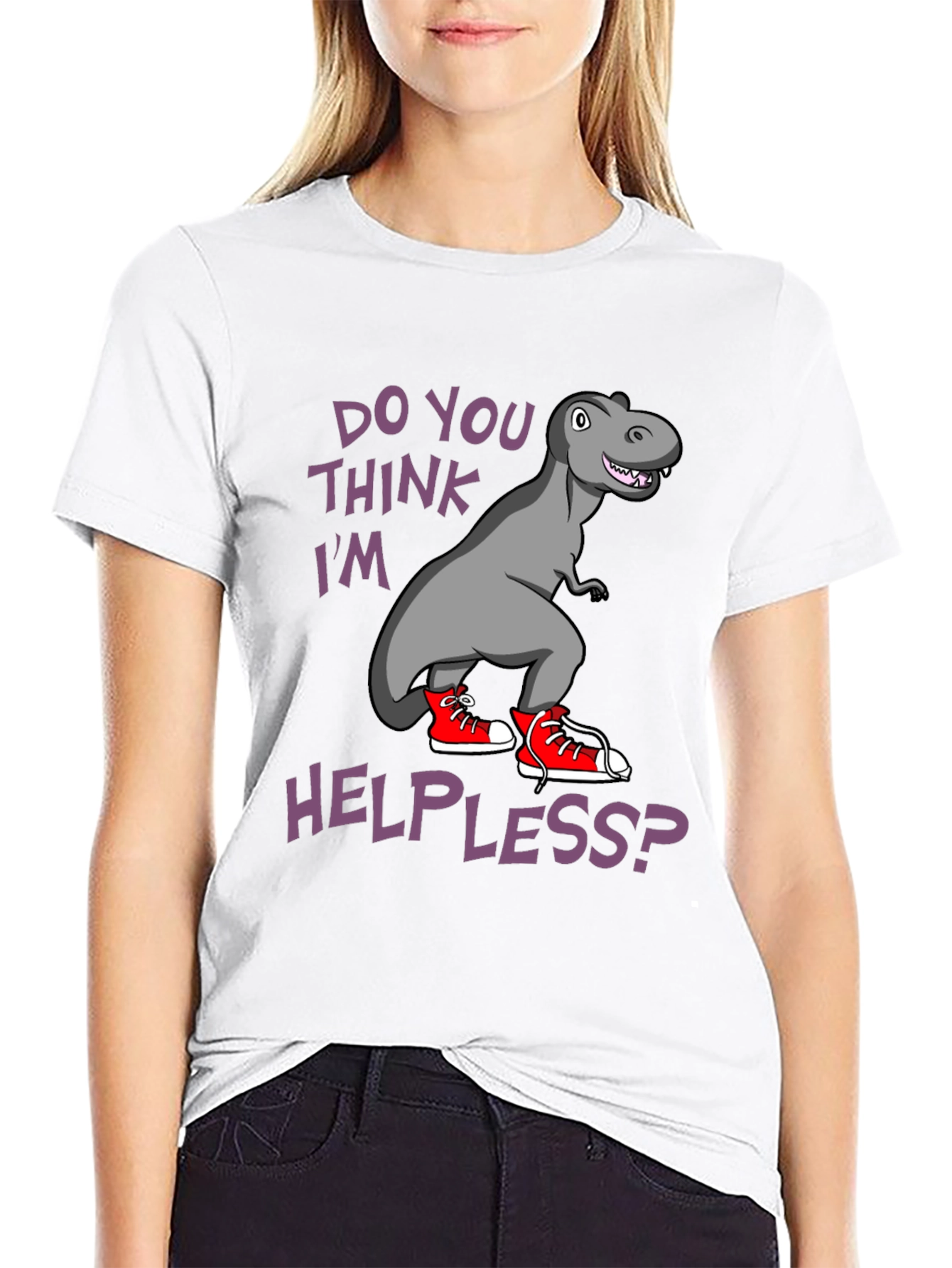 Black Dino Sneaker T-Shirt - Do You Think I'm Helpless? view 9