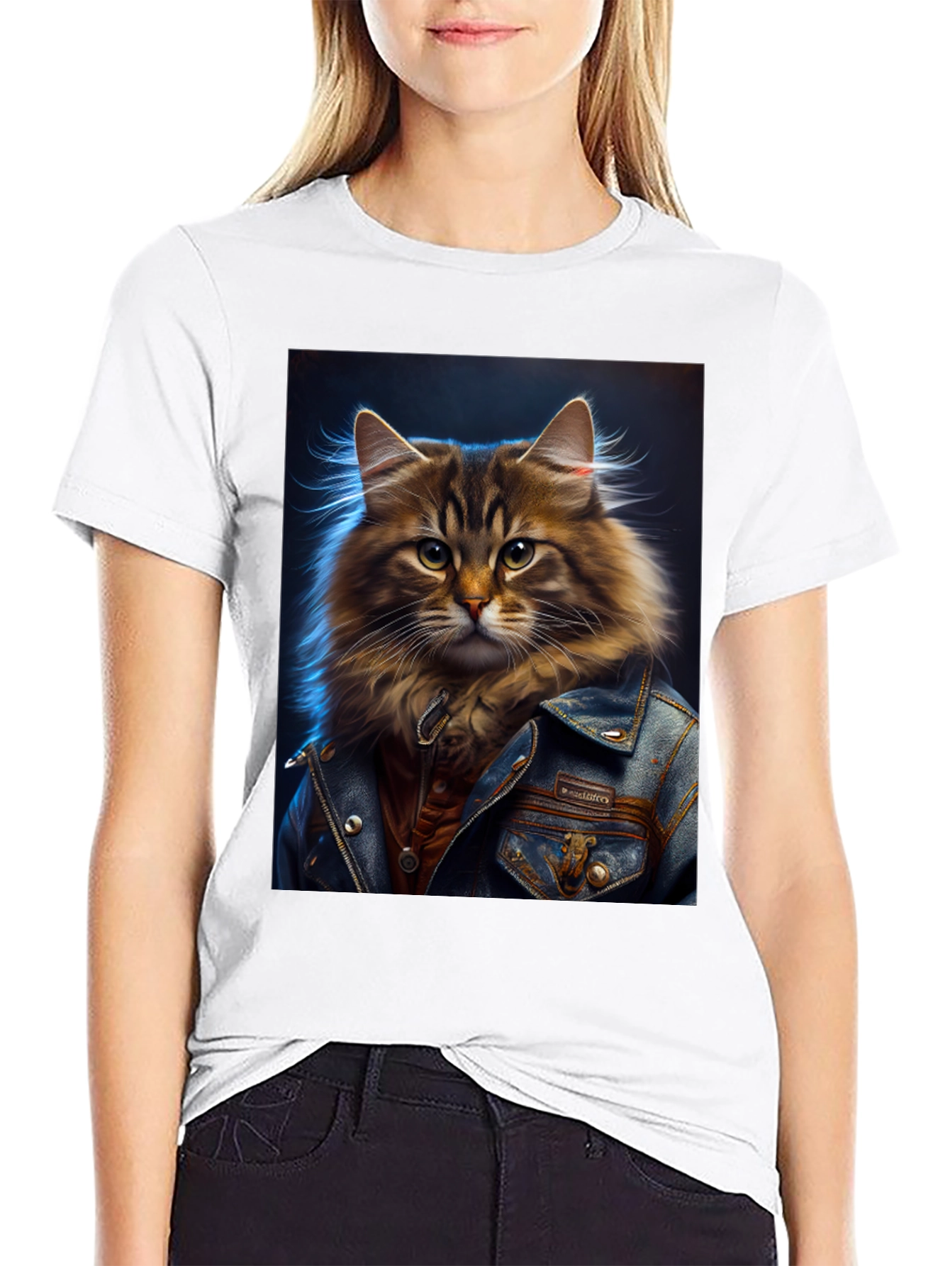 Black Cat in Jacket Graphic Tee - Cool & Unique view 9