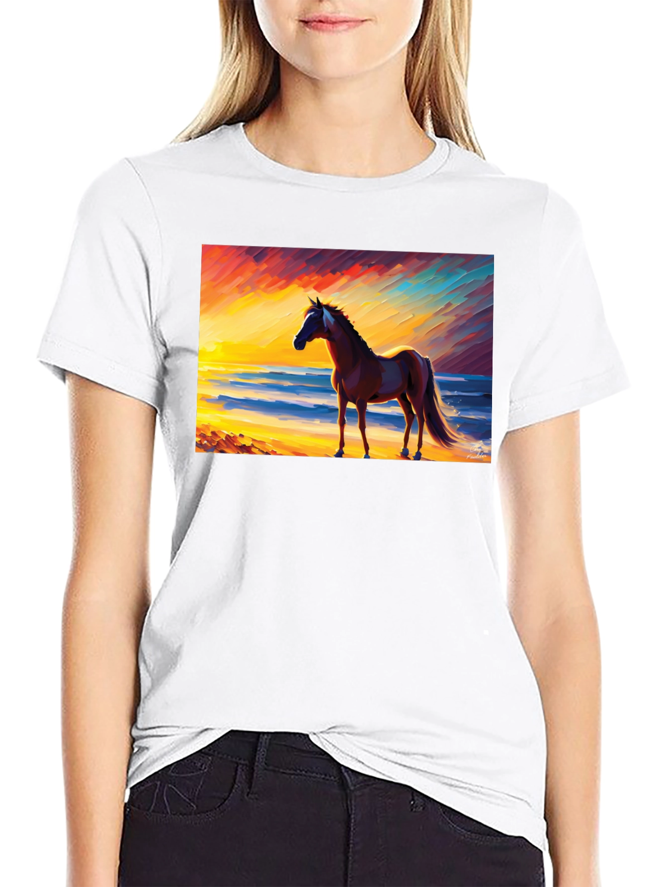 Black Horse Beach Sunset Graphic Tee view 9