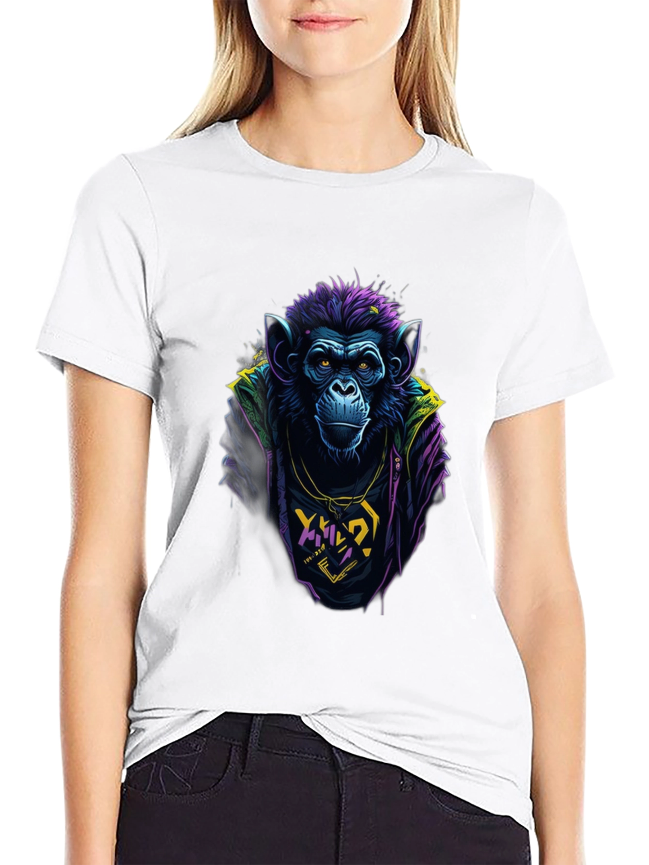 Black Cool Monkey Graphic Tee - Men's Black T-Shirt view 9