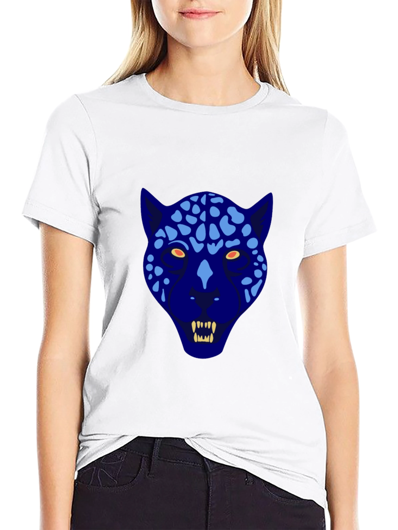 Black Blue Leopard Graphic Tee - Cool Animal Print T-Shirt view 9