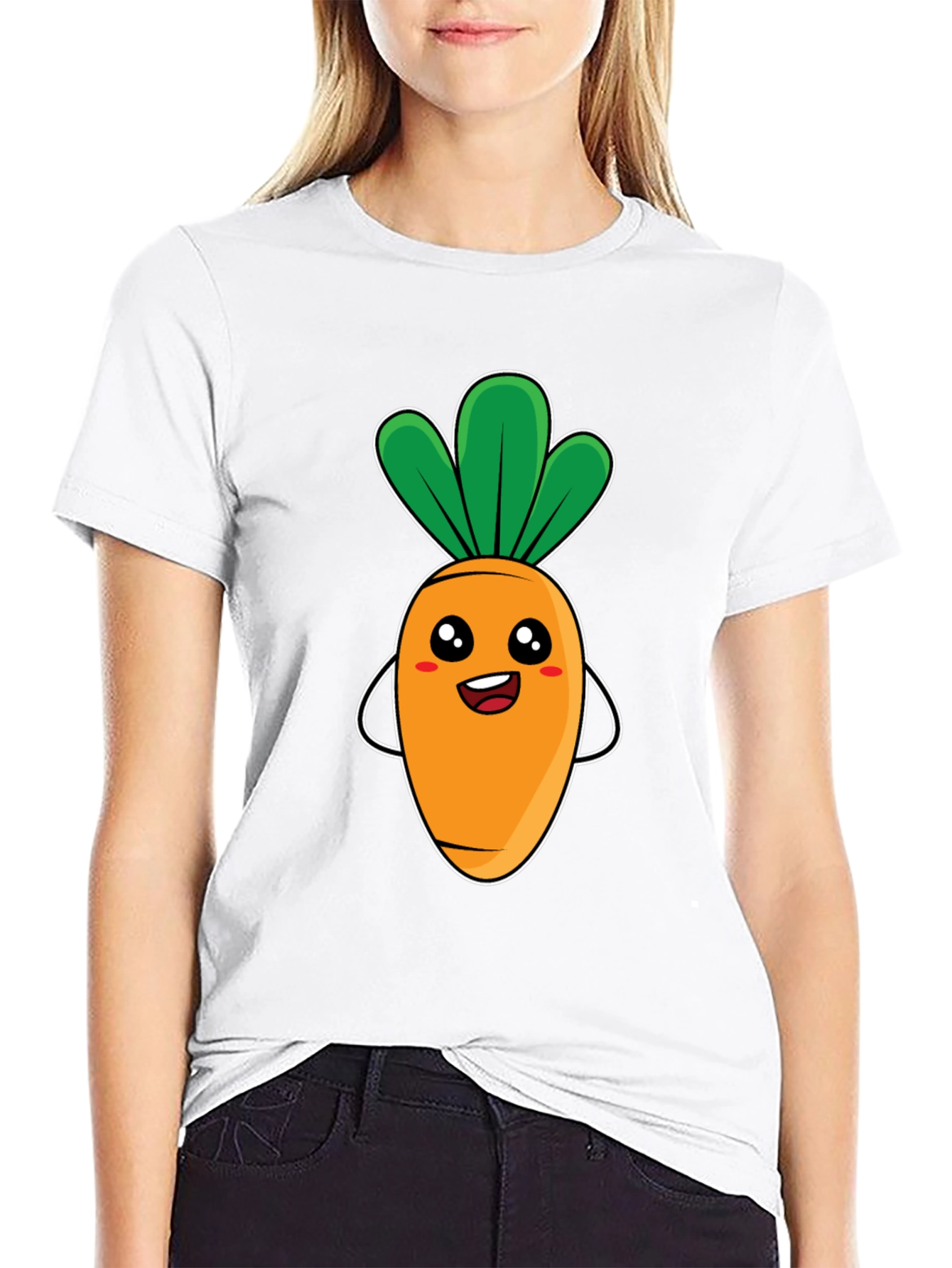 Black Cute Carrot Graphic Tee - Black Unisex T-Shirt view 9
