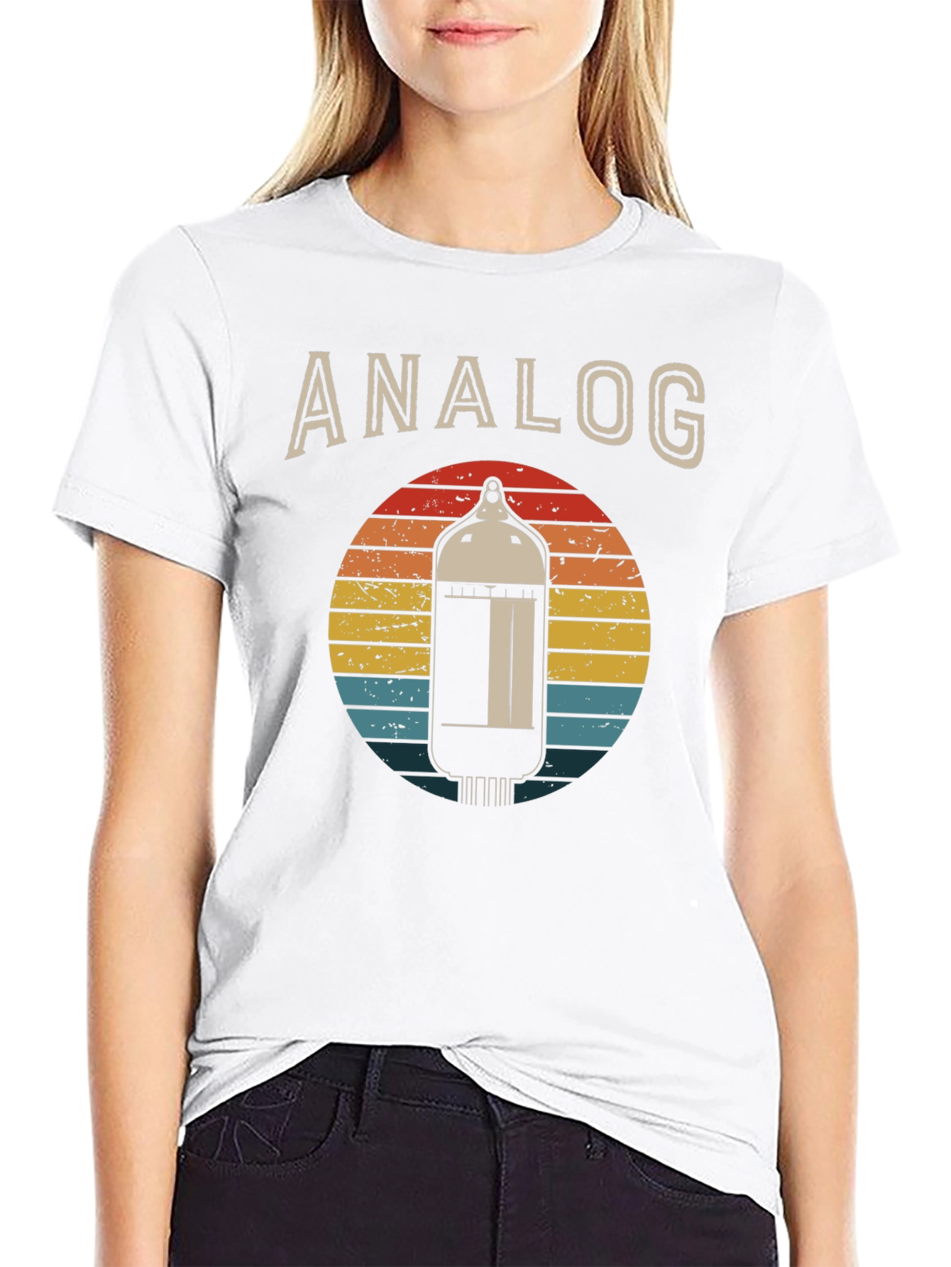 Black Analog Tube Sunset Graphic Tee - Vintage Style view 9