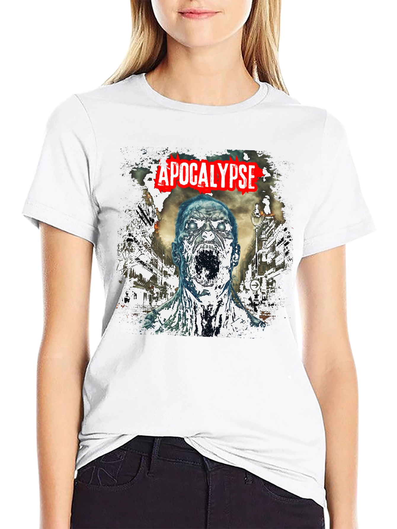 Black Apocalypse Zombie Graphic T-Shirt - Black Cotton Tee view 9
