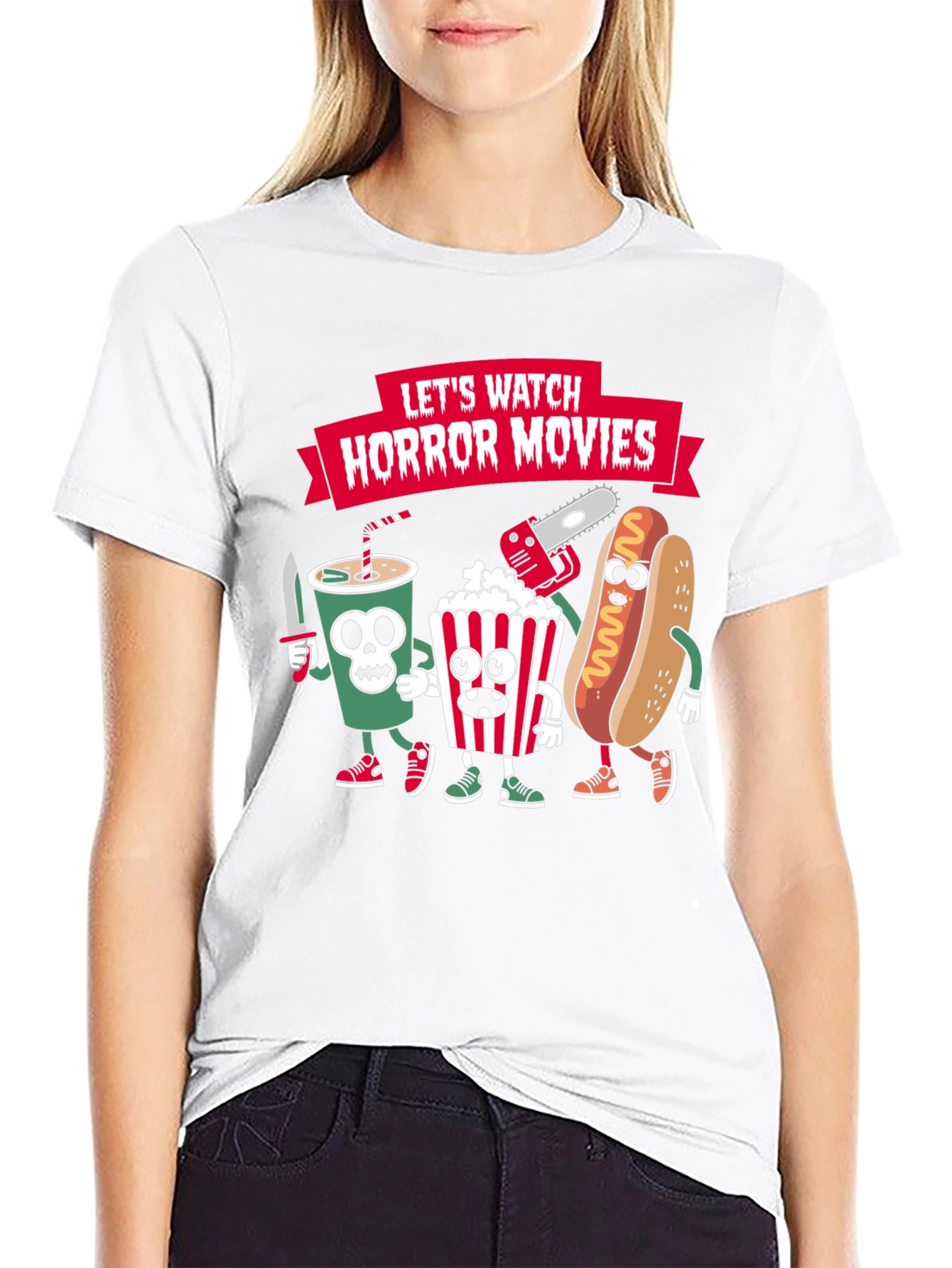 Black Horror Movie Night T-Shirt view 9