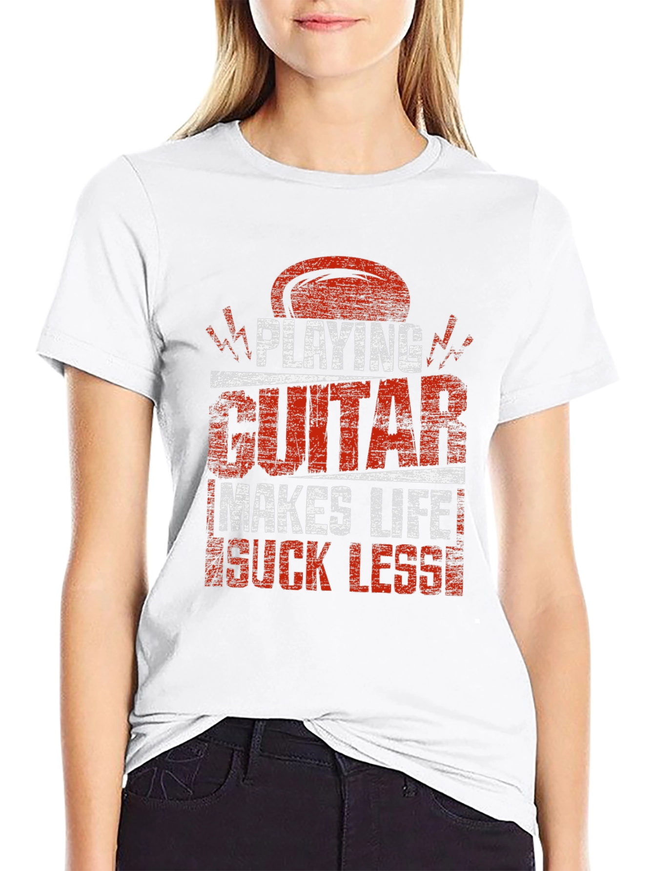 Black Playing Guitar Makes Life Suck Less T-Shirt view 9