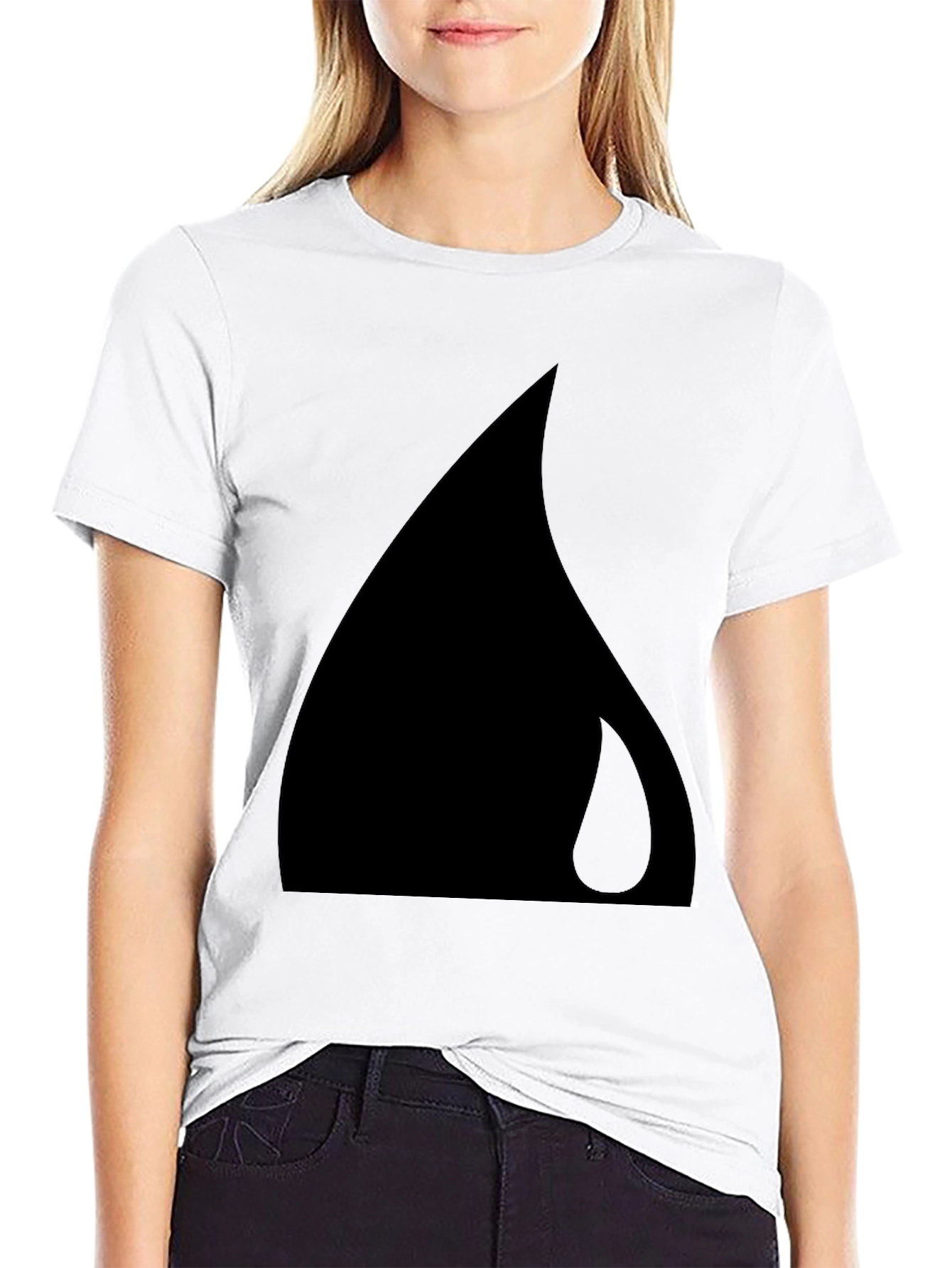 Black Minimalist Black Teardrop Graphic Tee - Modern Style view 9