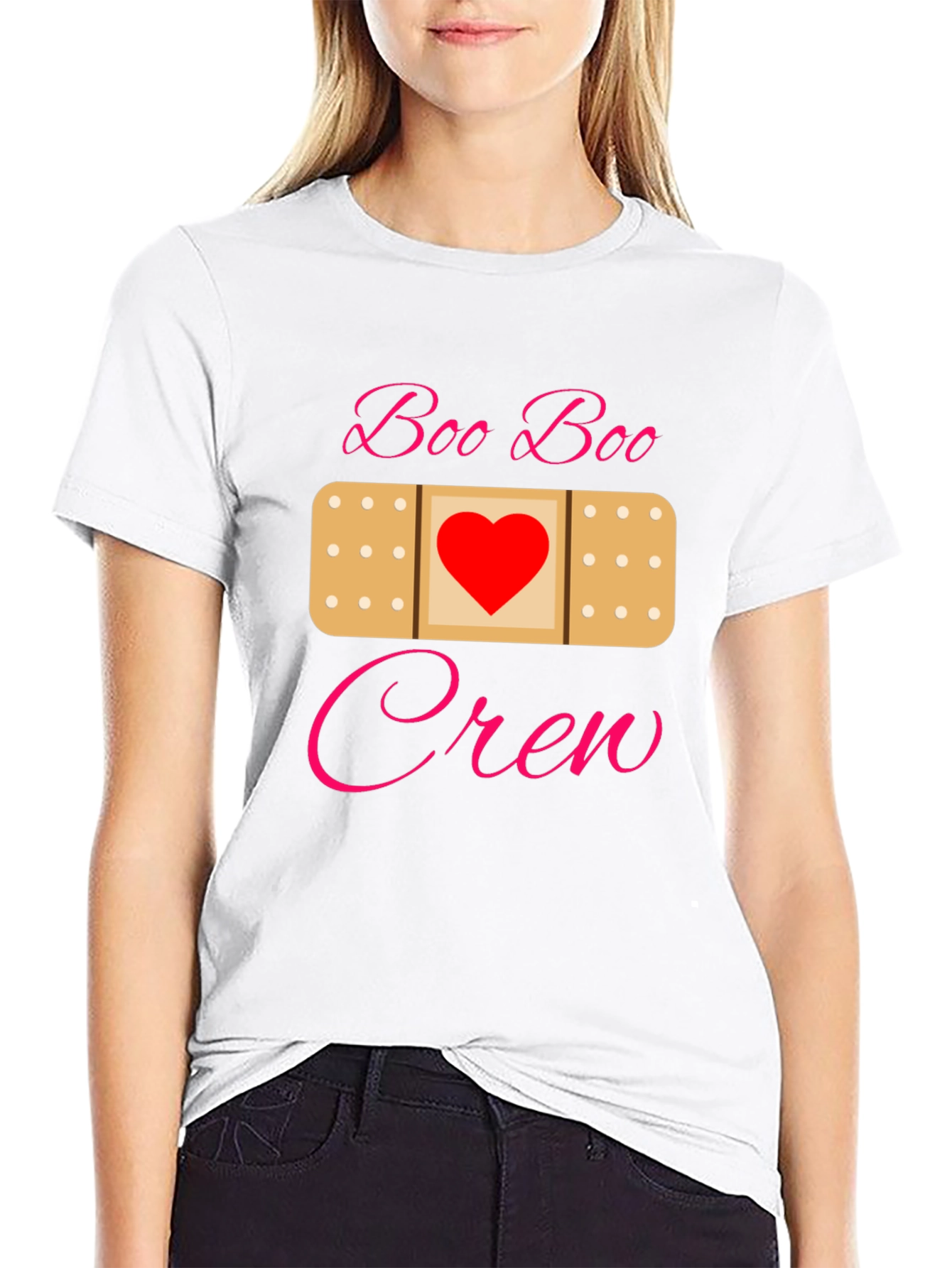 Black Boo Boo Crew Bandage Heart T-Shirt view 9