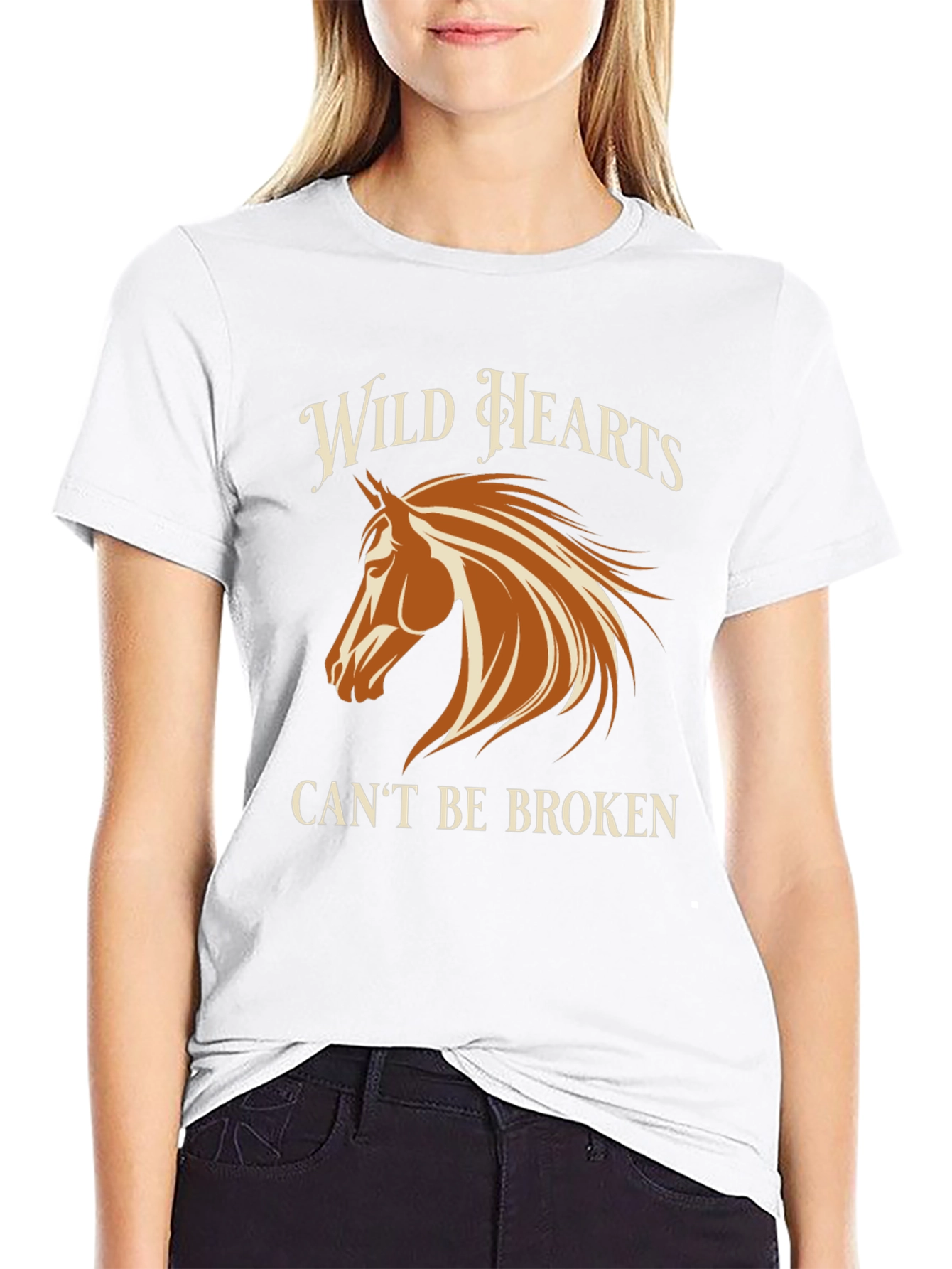 Black Wild Hearts Horse Graphic Black T-Shirt view 9