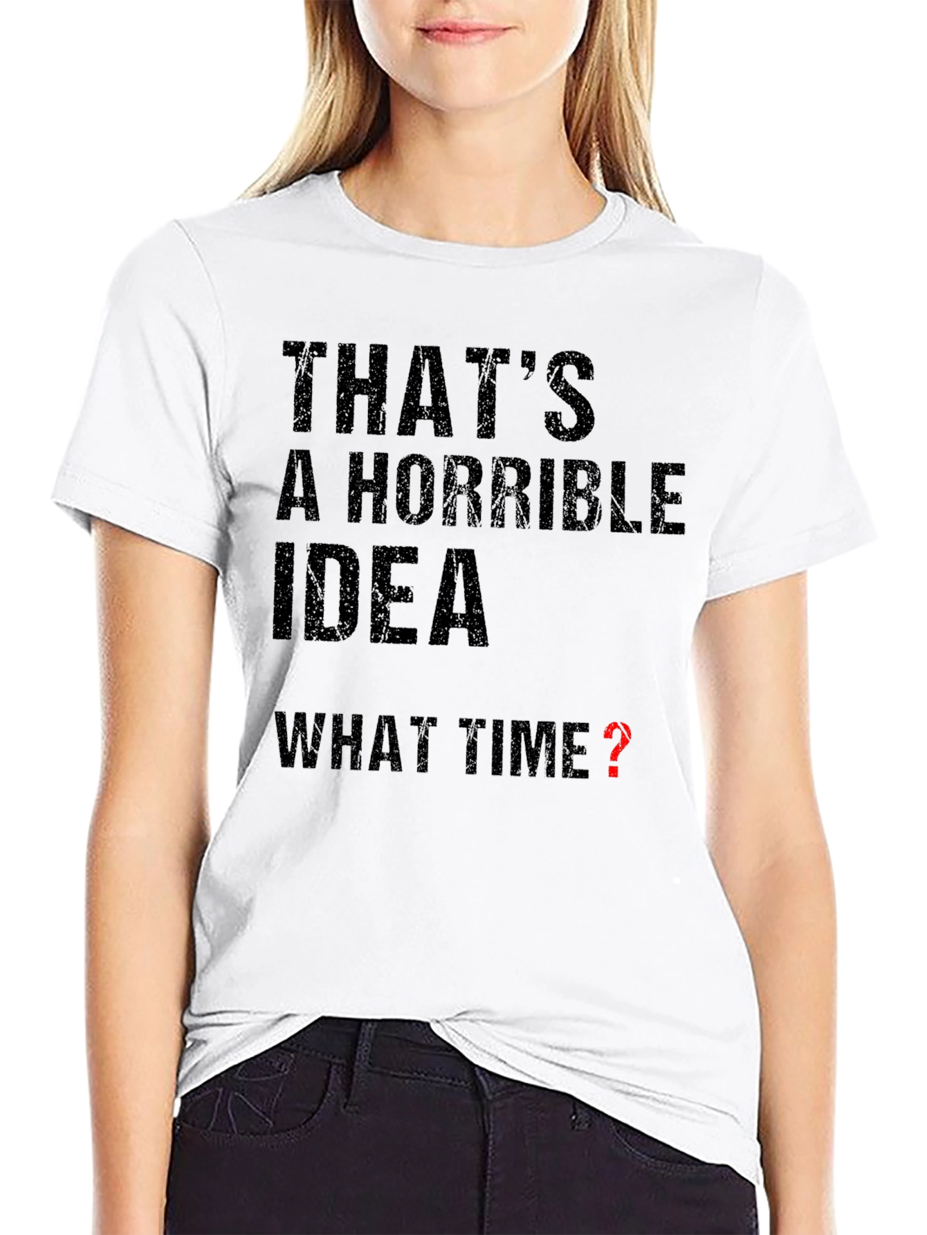 Black Horrible Idea - What Time? Graphic T-Shirt view 9