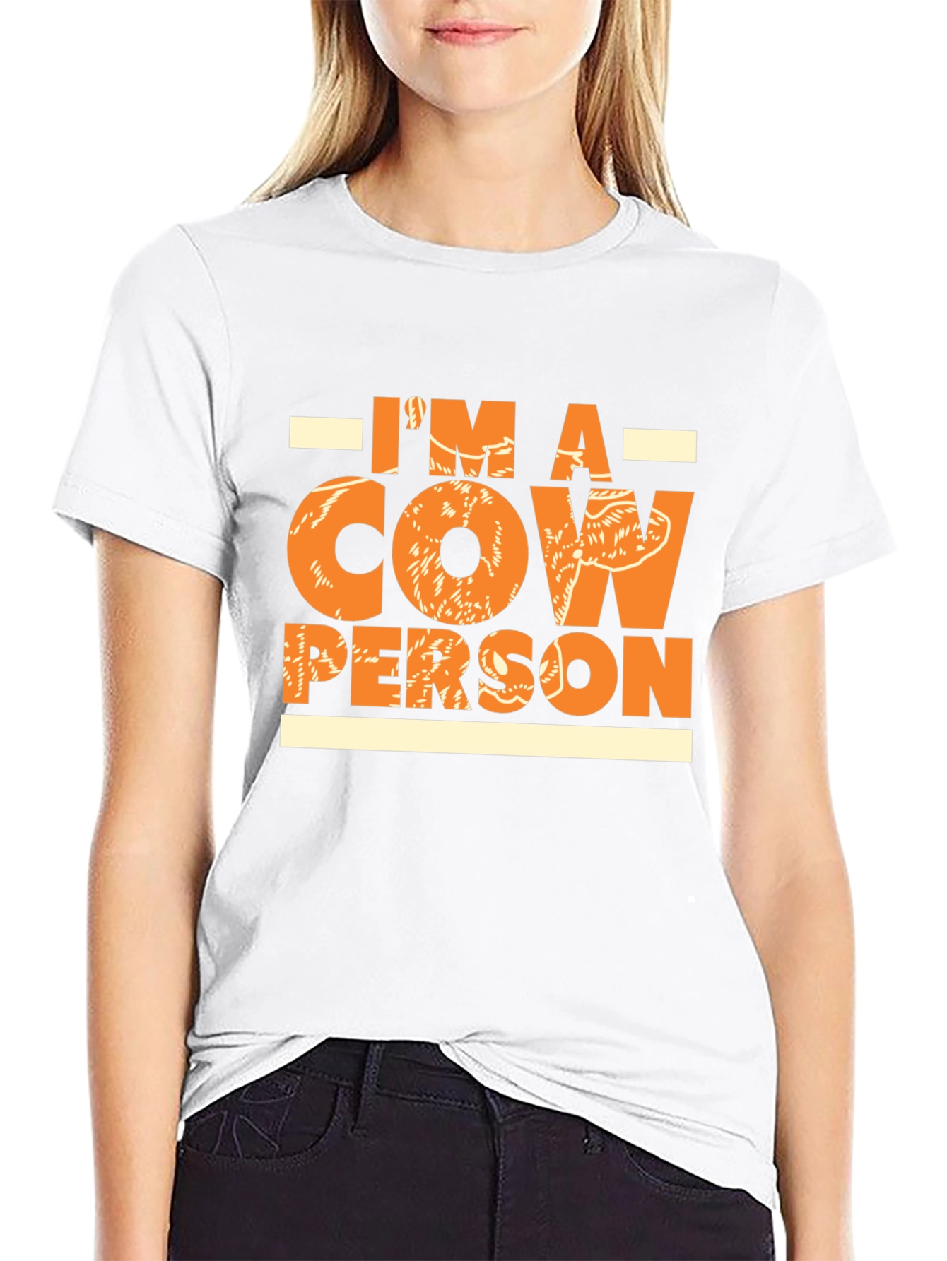 Black Cow Person Graphic Tee - Black Cotton Comfort Fit T-Shirt view 9