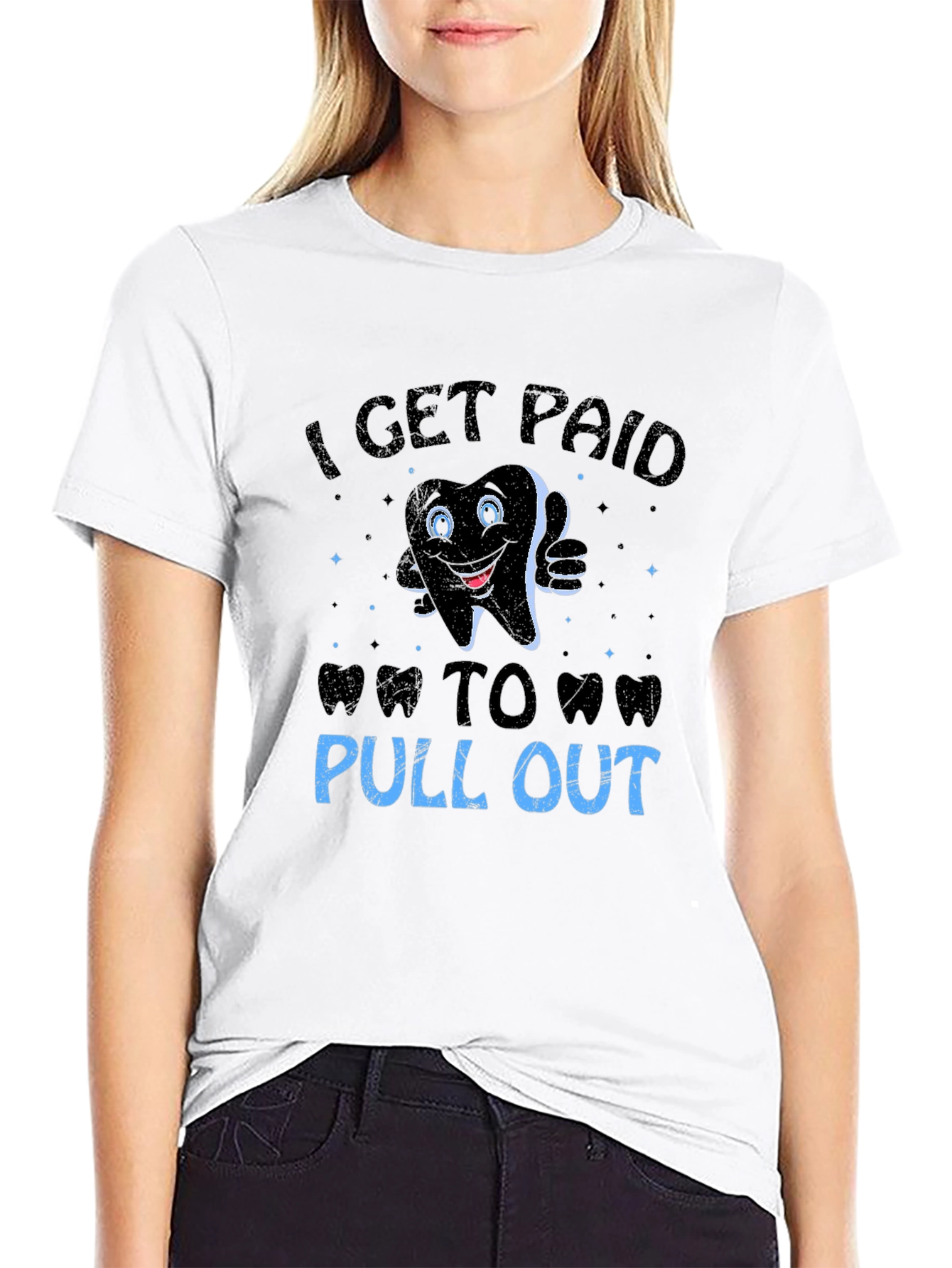 Black Funny Dentist T-Shirt: I Get Paid To Pull Out view 9