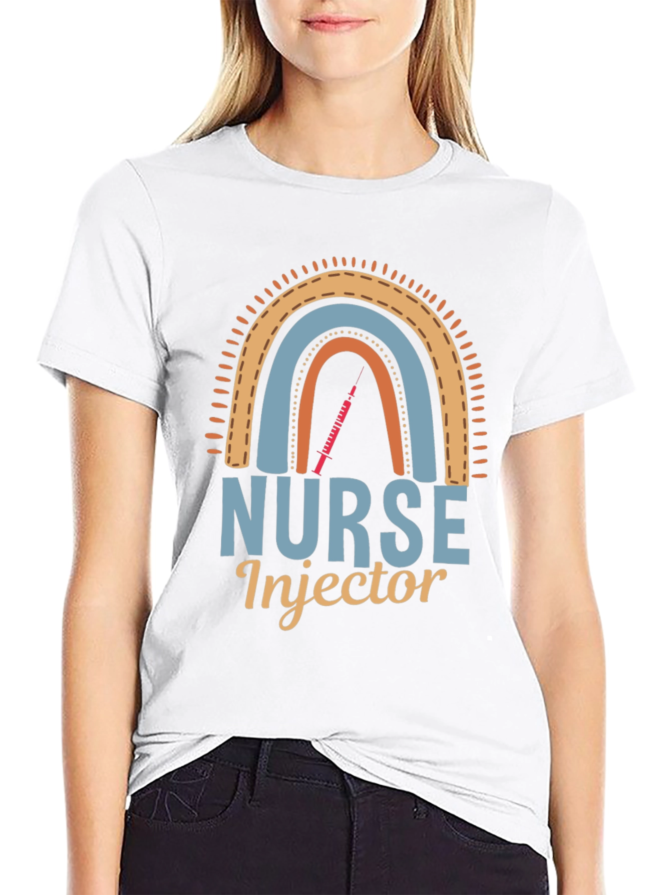 Black Nurse Injector Rainbow Graphic Tee view 9