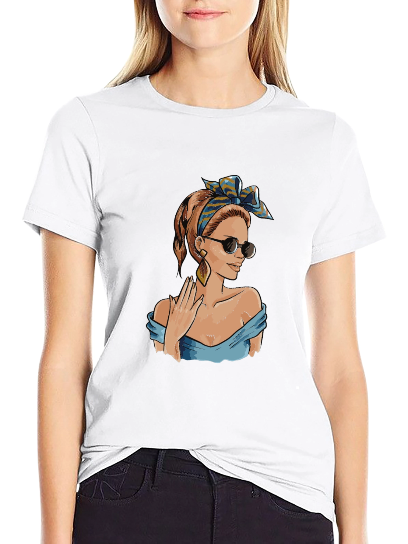 Black Retro Pin-Up Girl Graphic Black T-Shirt view 9