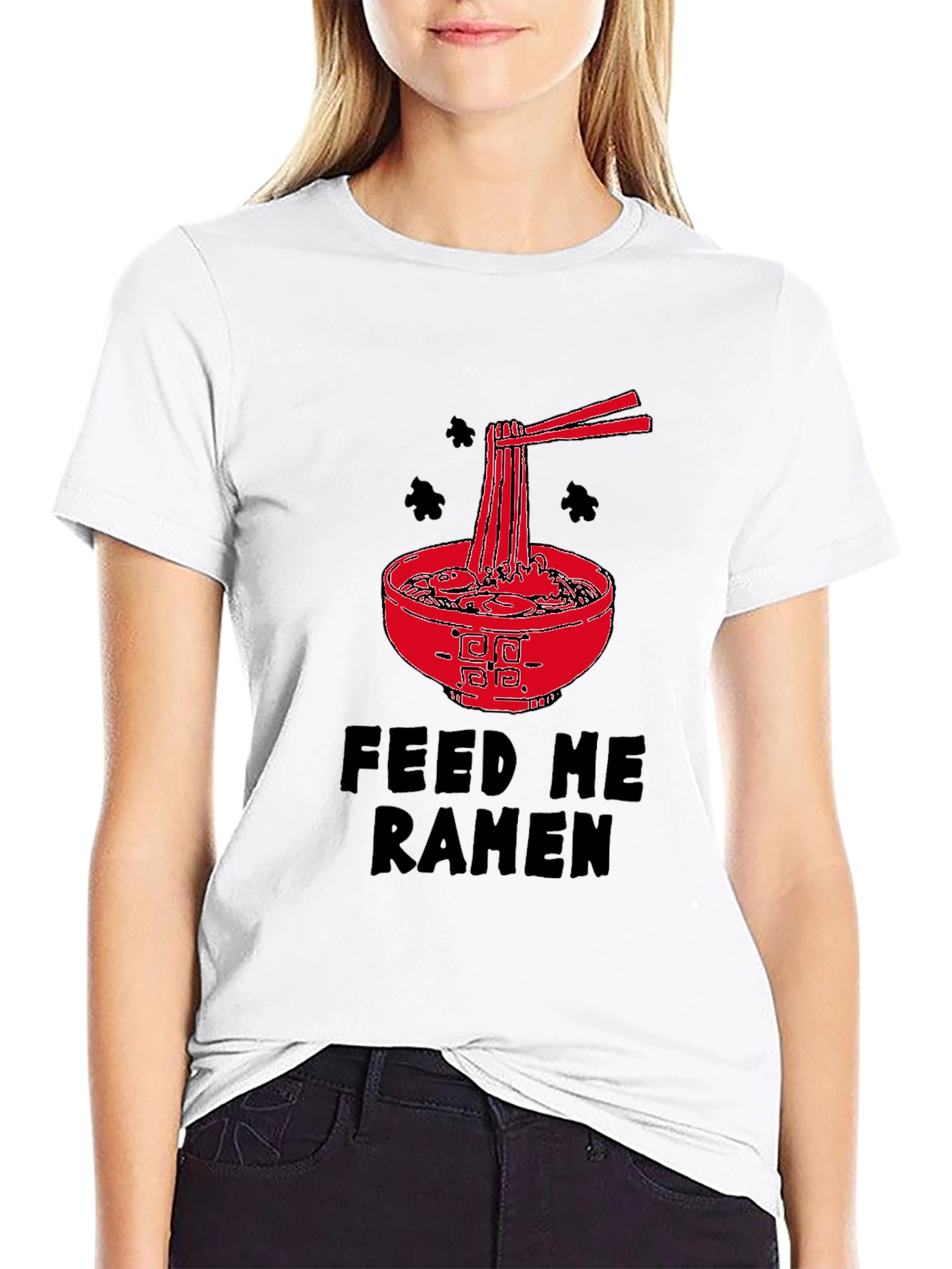 Black Feed Me Ramen Graphic Tee - Black Cotton T-Shirt view 9