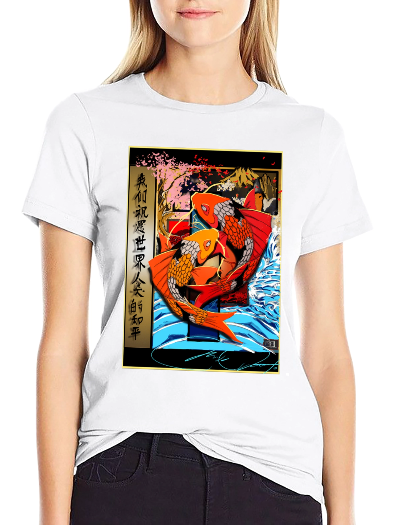 Black Koi Fish T-Shirt - Japanese Style Graphic Tee view 9