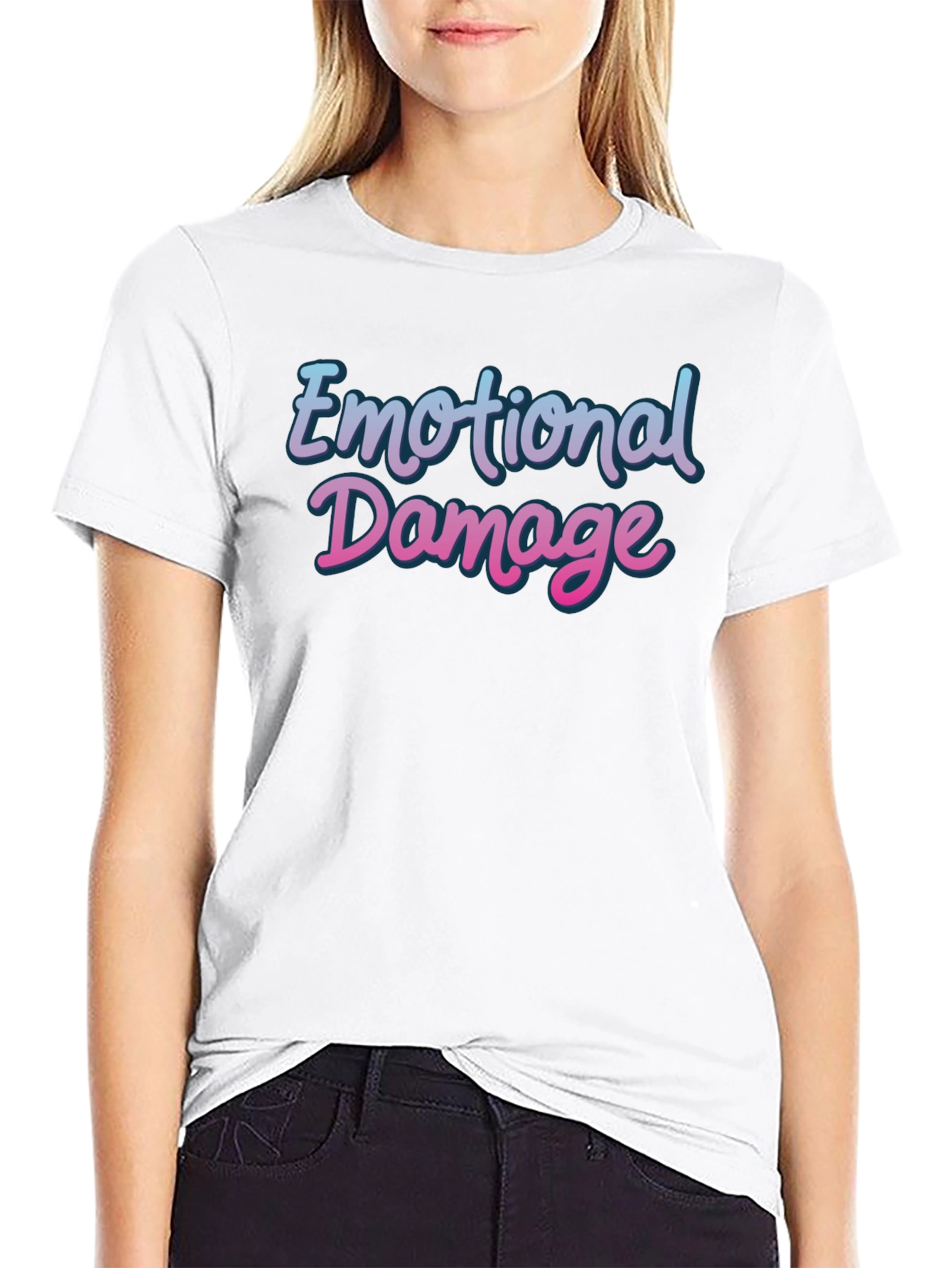 Black Emotional Damage T-Shirt - Trendy Graphic Tee view 9