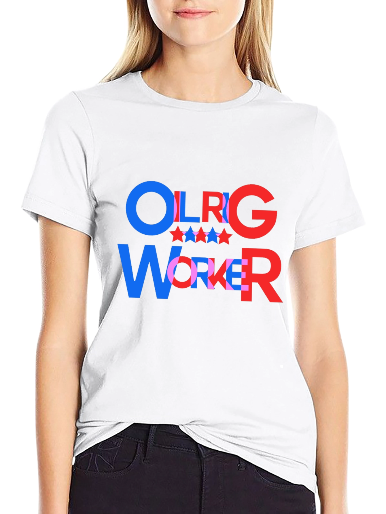 Black OLRG Worker Graphic T-Shirt - Patriotic Style view 9