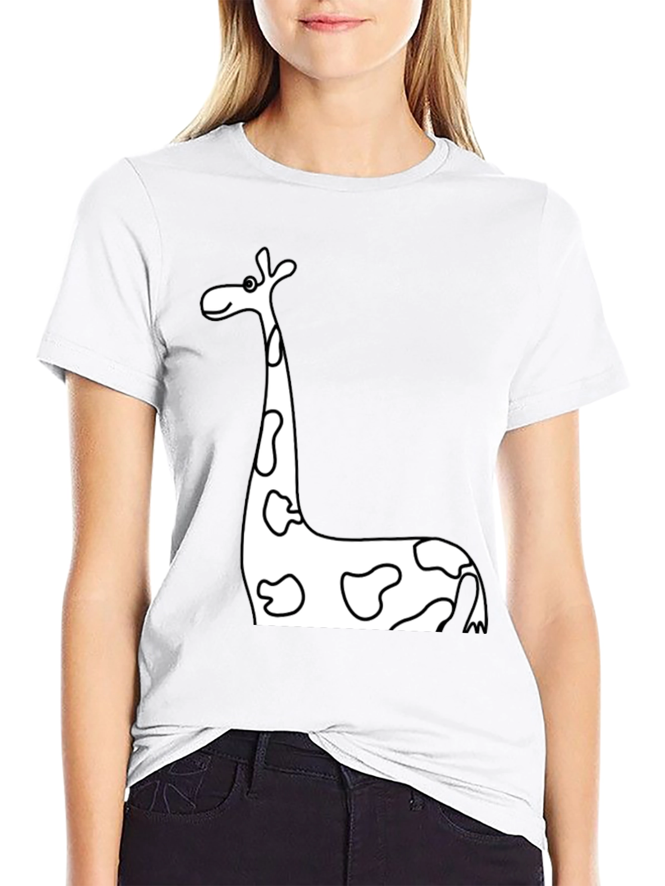 Black Black Giraffe Print T-Shirt view 9