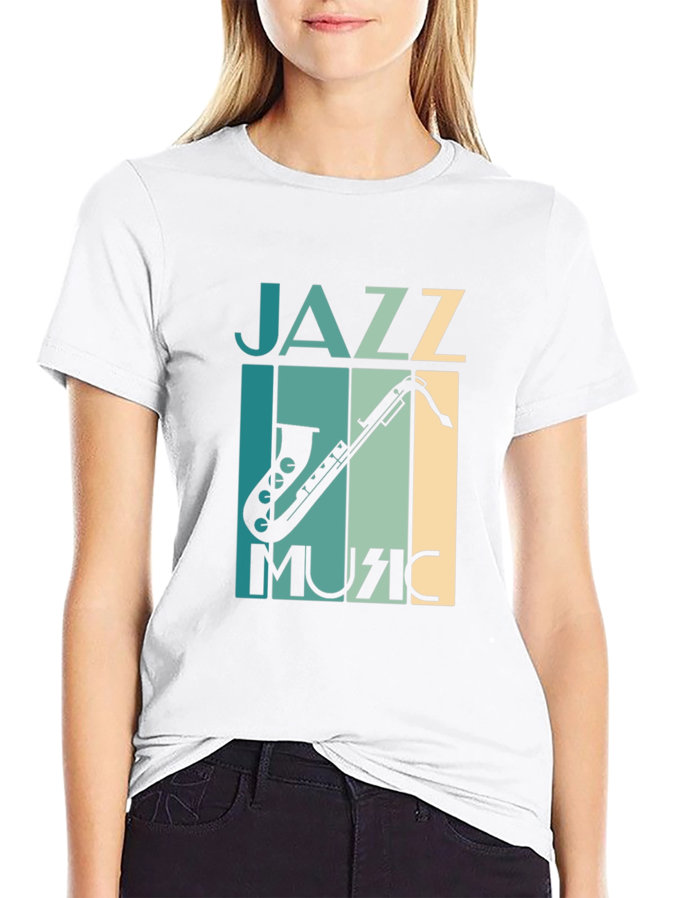 Black Jazz Music Graphic Tee - Black Saxophone T-Shirt view 9