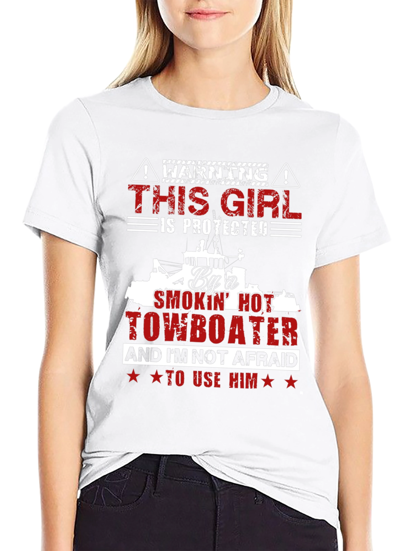 Black Protected by a Smokin' Hot Towboater T-Shirt view 9