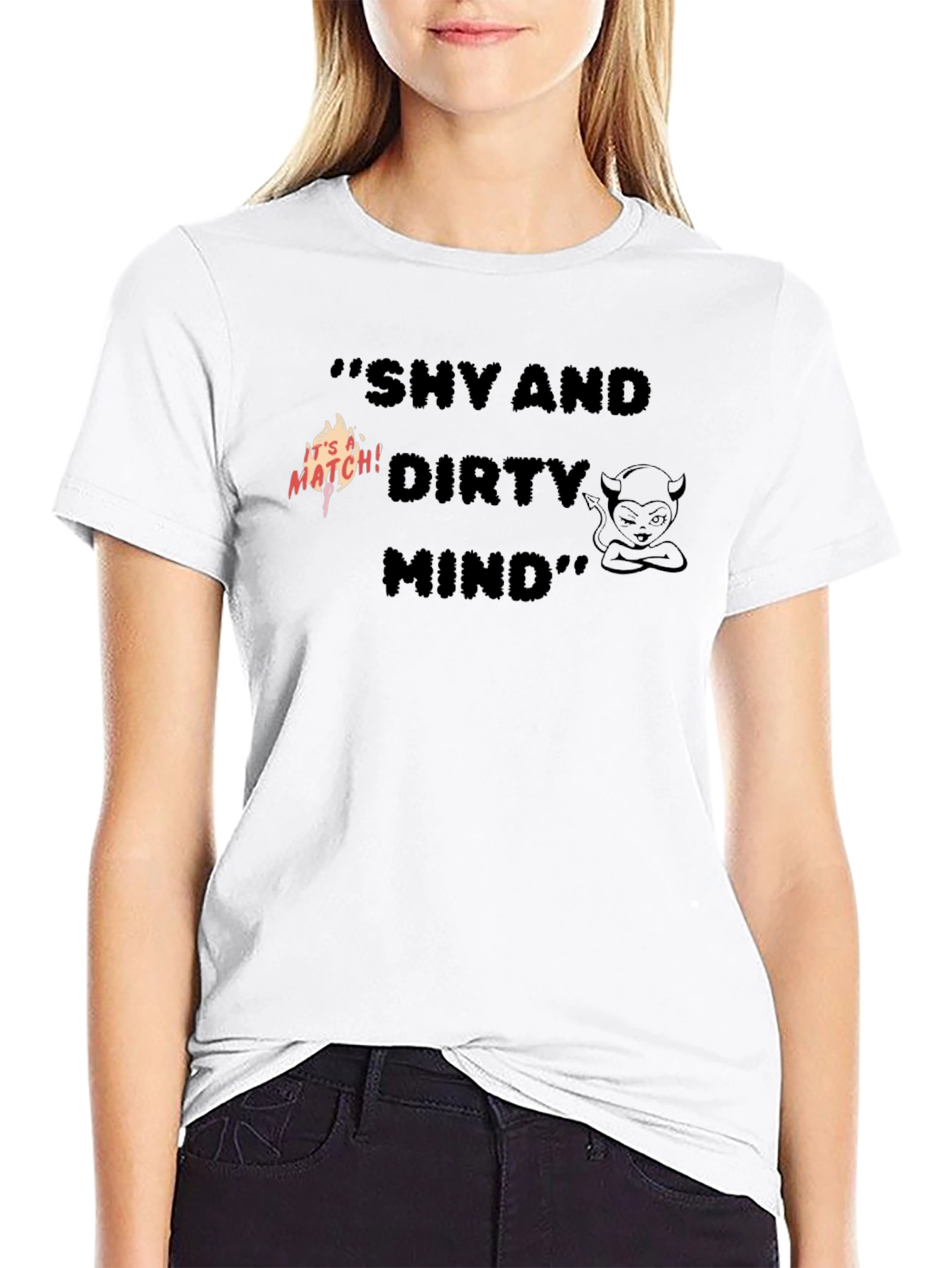 Black Shy & Dirty Mind Graphic Tee - Black Cotton T-Shirt view 9