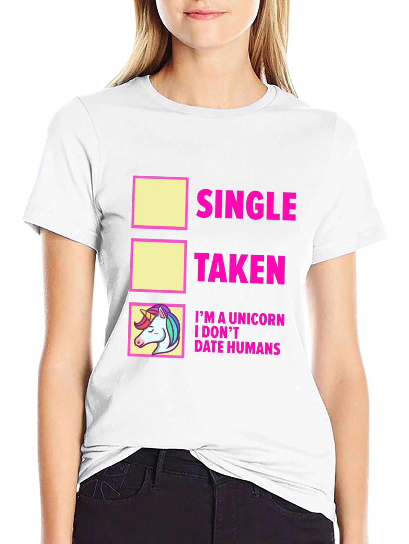 Black Single Taken Unicorn T-Shirt - Funny Dating Humor Tee view 9