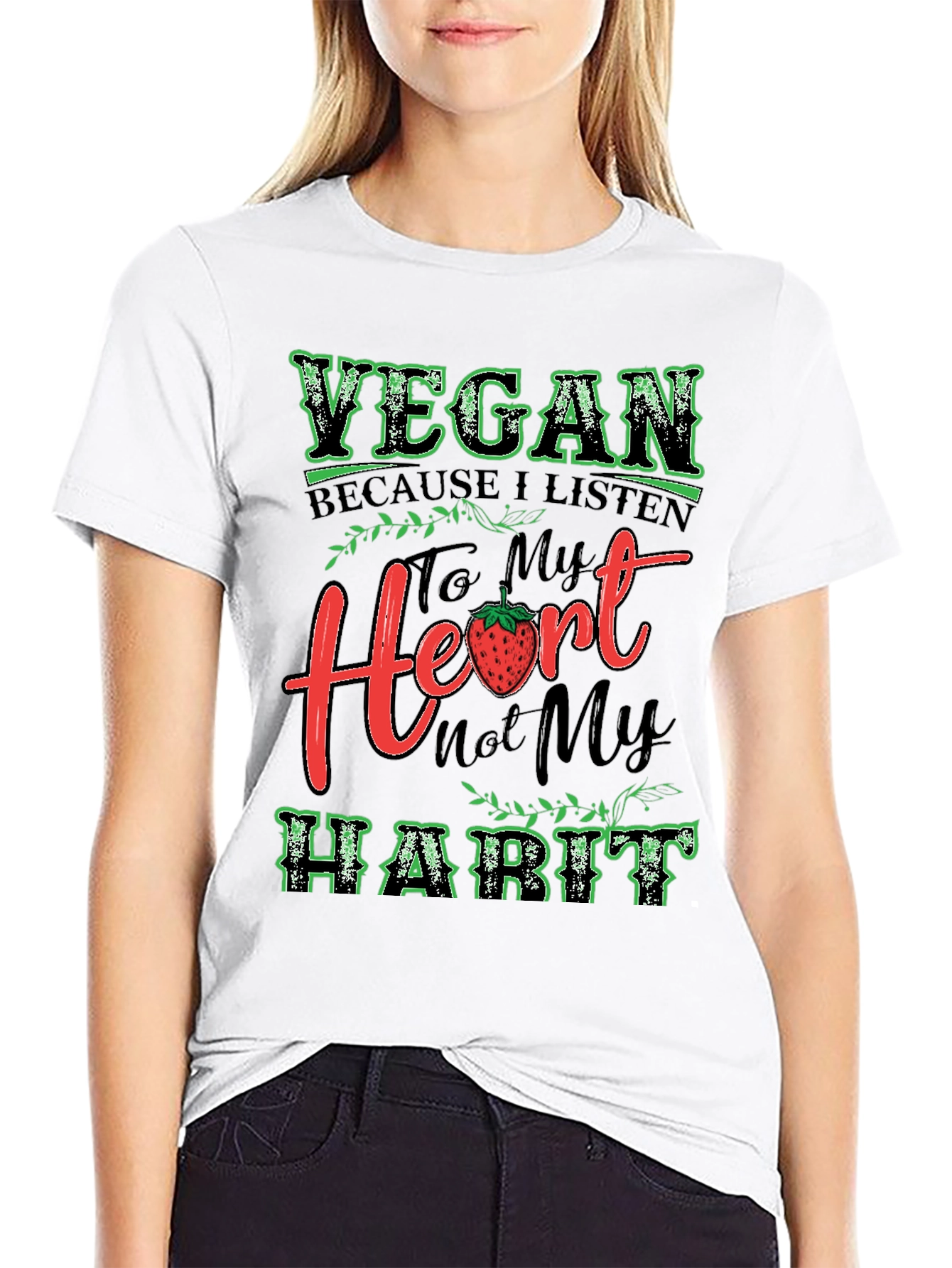 Black Vegan Heart Habit T-Shirt view 9