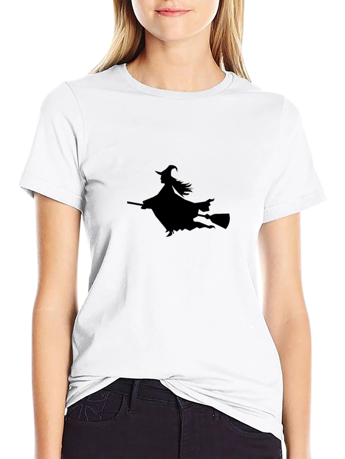 Black Witch Silhouette Black T-Shirt view 9