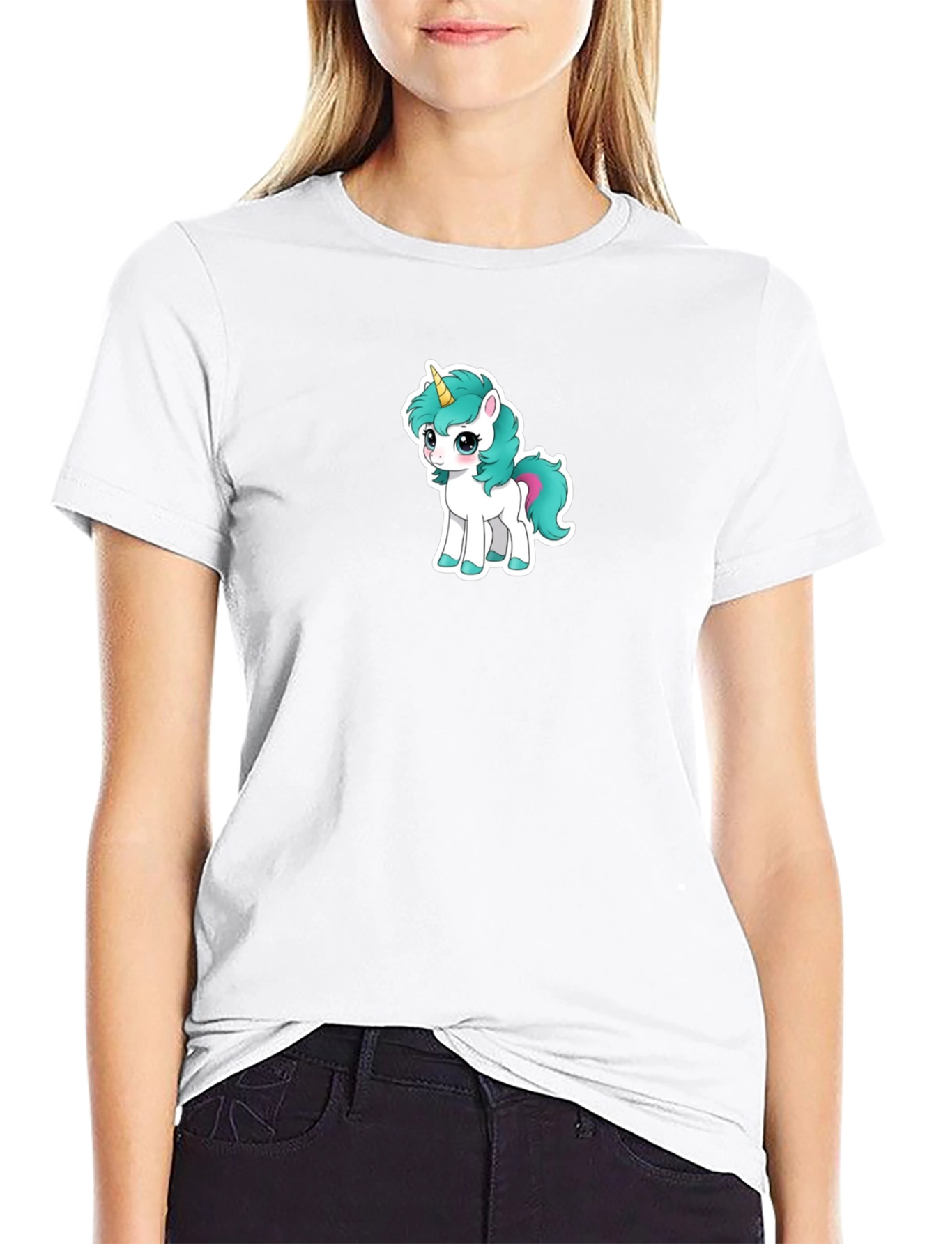 Black Cute Unicorn Graphic Tee - Black T-Shirt view 9