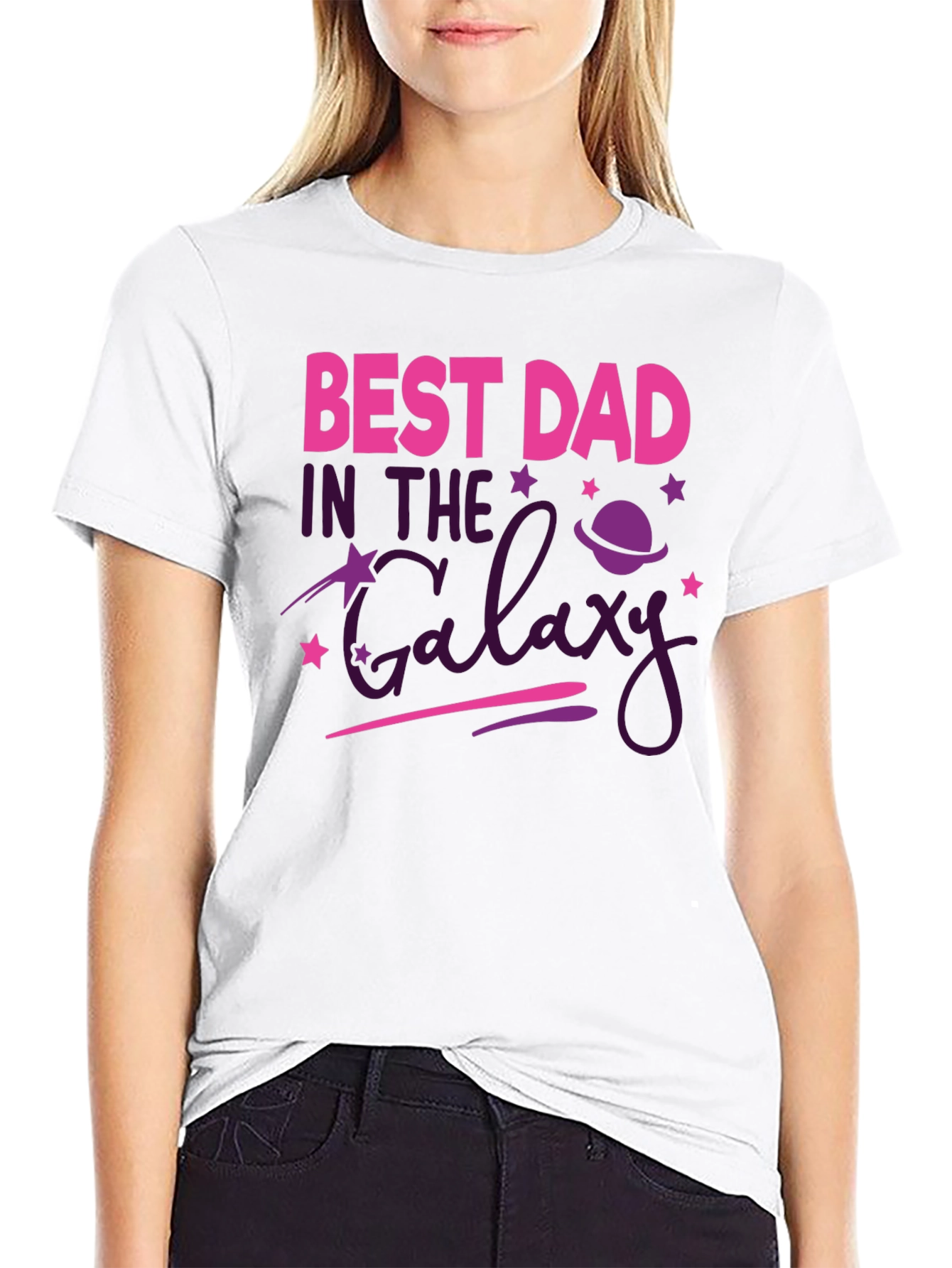 Black Best Dad In The Galaxy Graphic Tee view 9