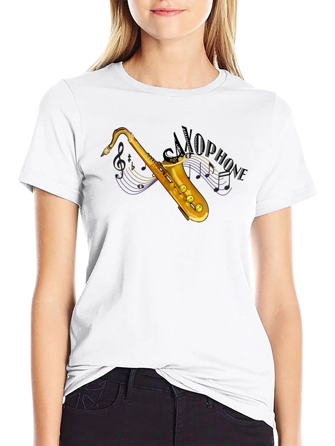 Black Saxophone Graphic T-Shirt - Music Lover Tee view 9