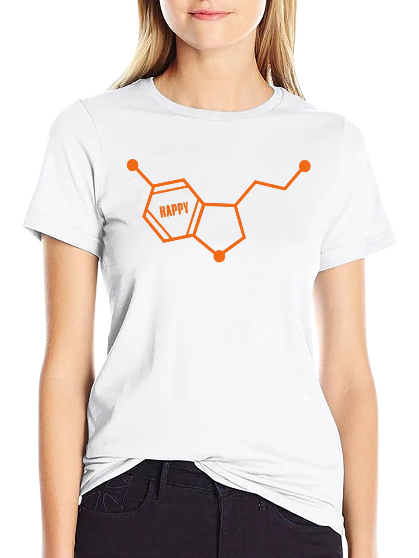 Black Happy Serotonin Molecule Graphic Tee - Black view 9