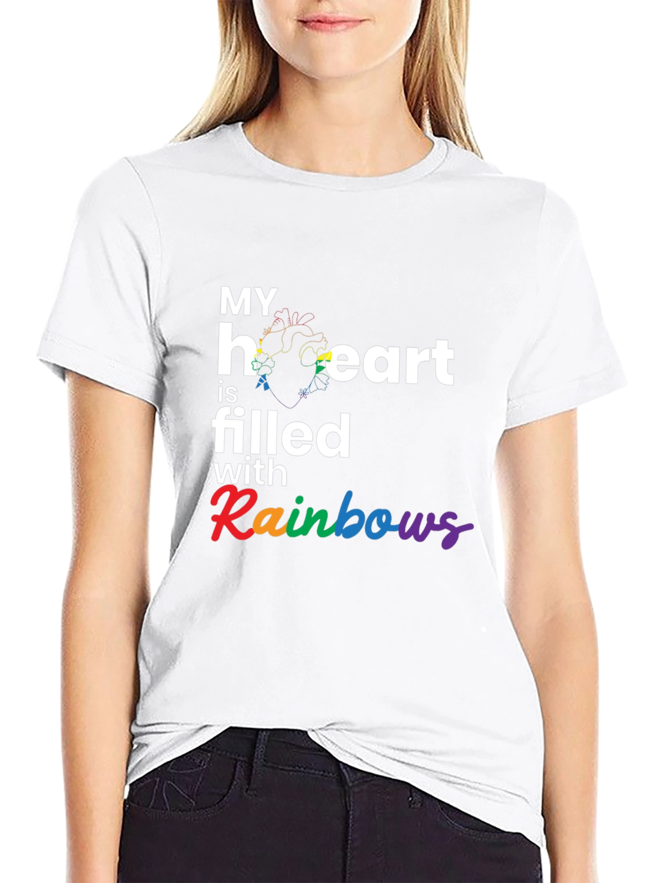 Black Rainbow Heart Filled T-Shirt view 9