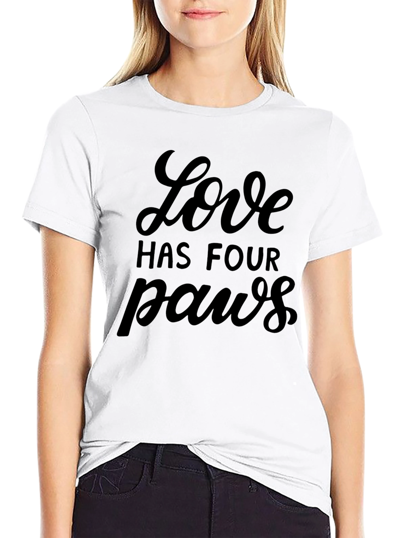 Black Love Has Four Paws Black Crew Neck T-Shirt view 9
