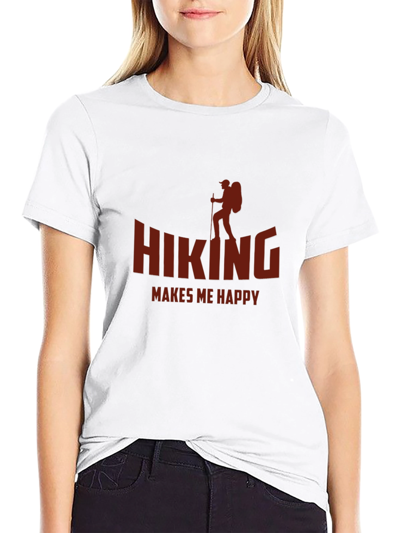 Black Hiking Makes Me Happy T-Shirt view 9