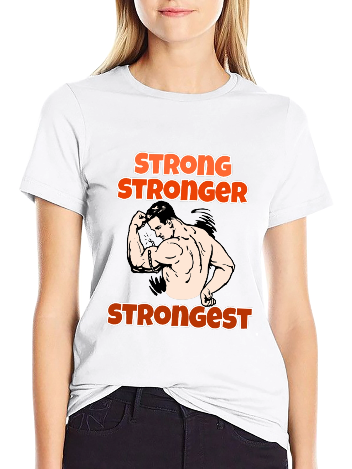 Black Stronger T-Shirt:  Funny Workout Gym Tee view 9