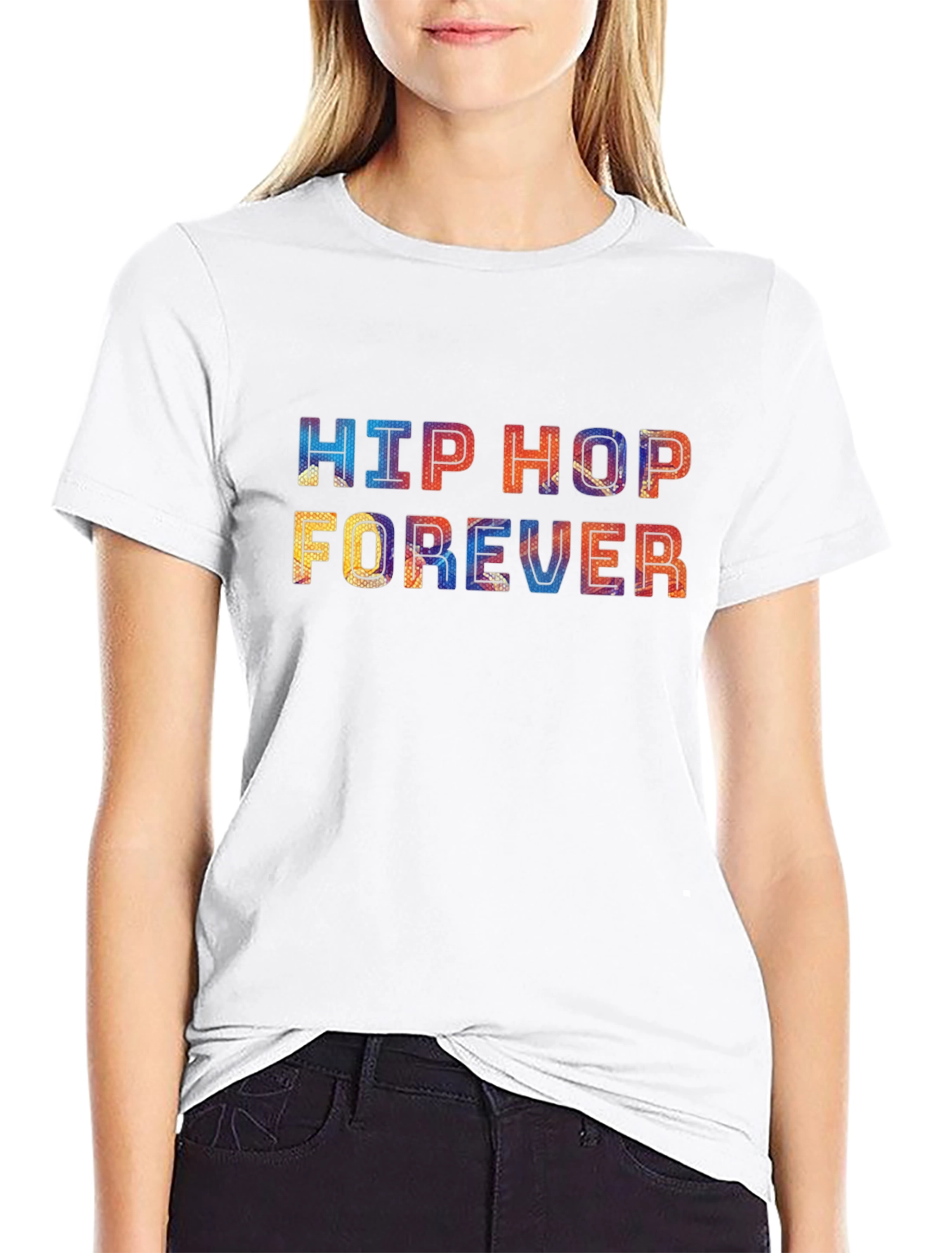 Black Hip Hop Forever Graphic Print T-Shirt view 9