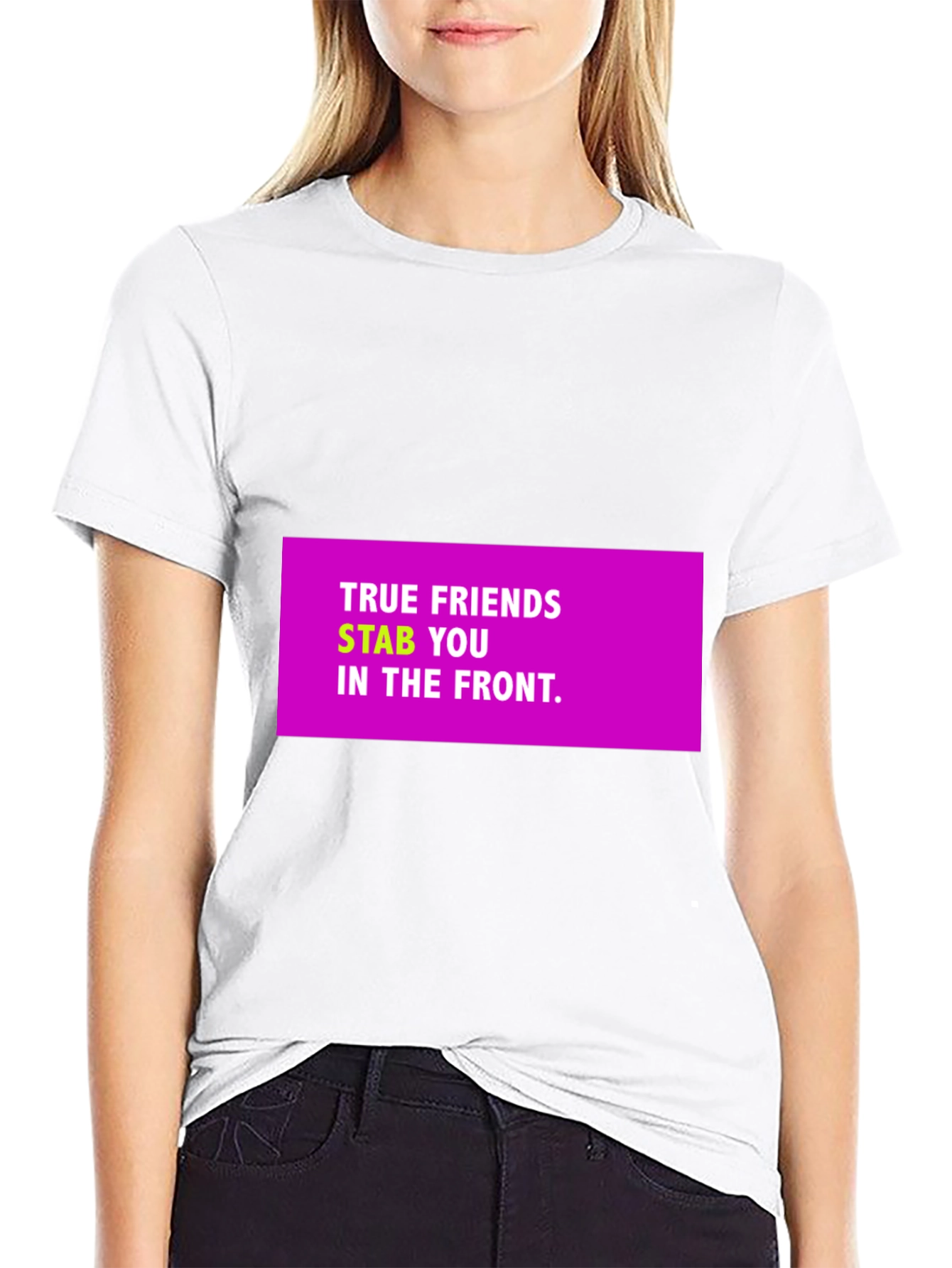 Black True Friends Funny Graphic T-Shirt view 9
