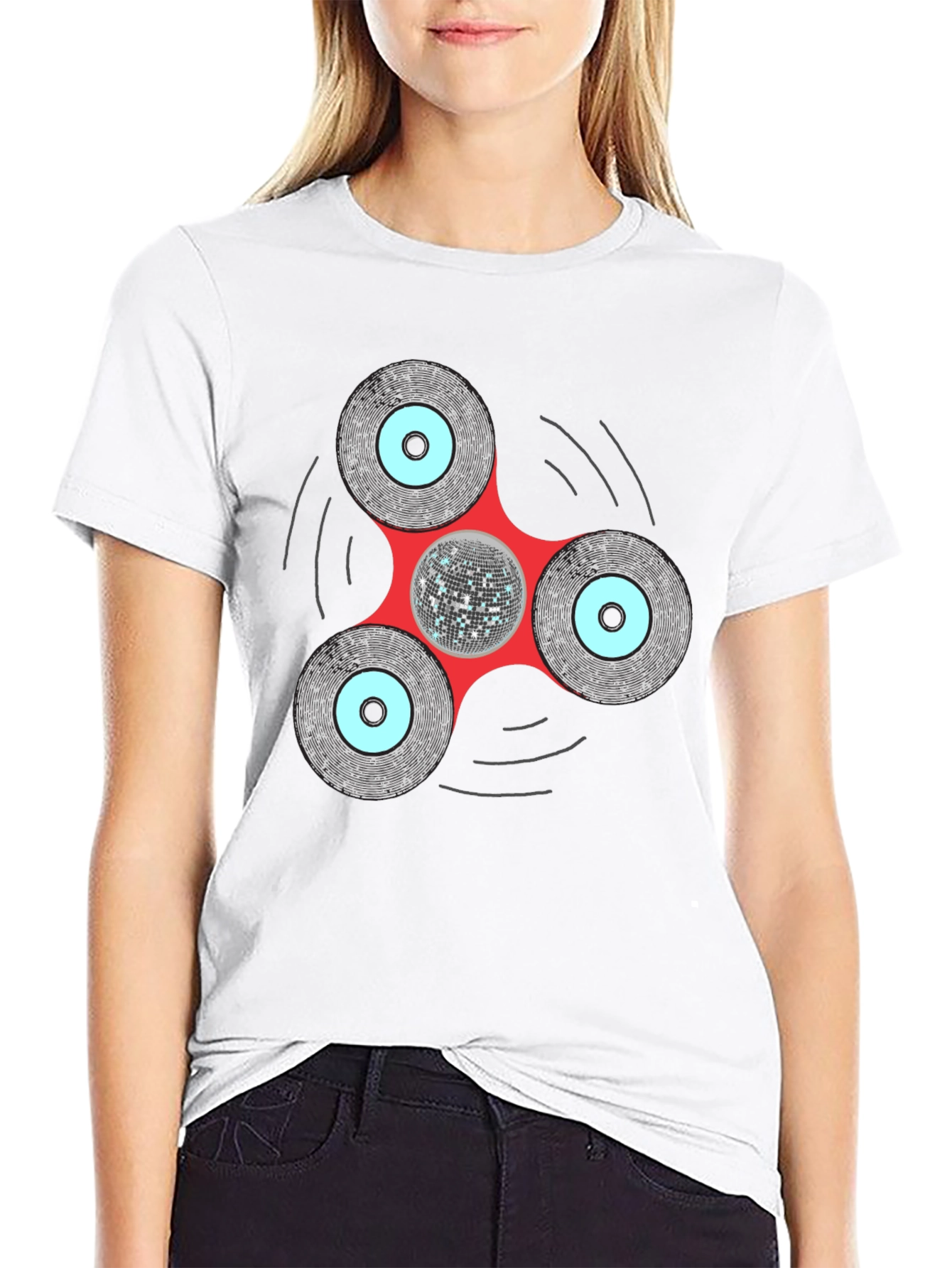 Black Disco Fidget Spinner Graphic Tee view 9