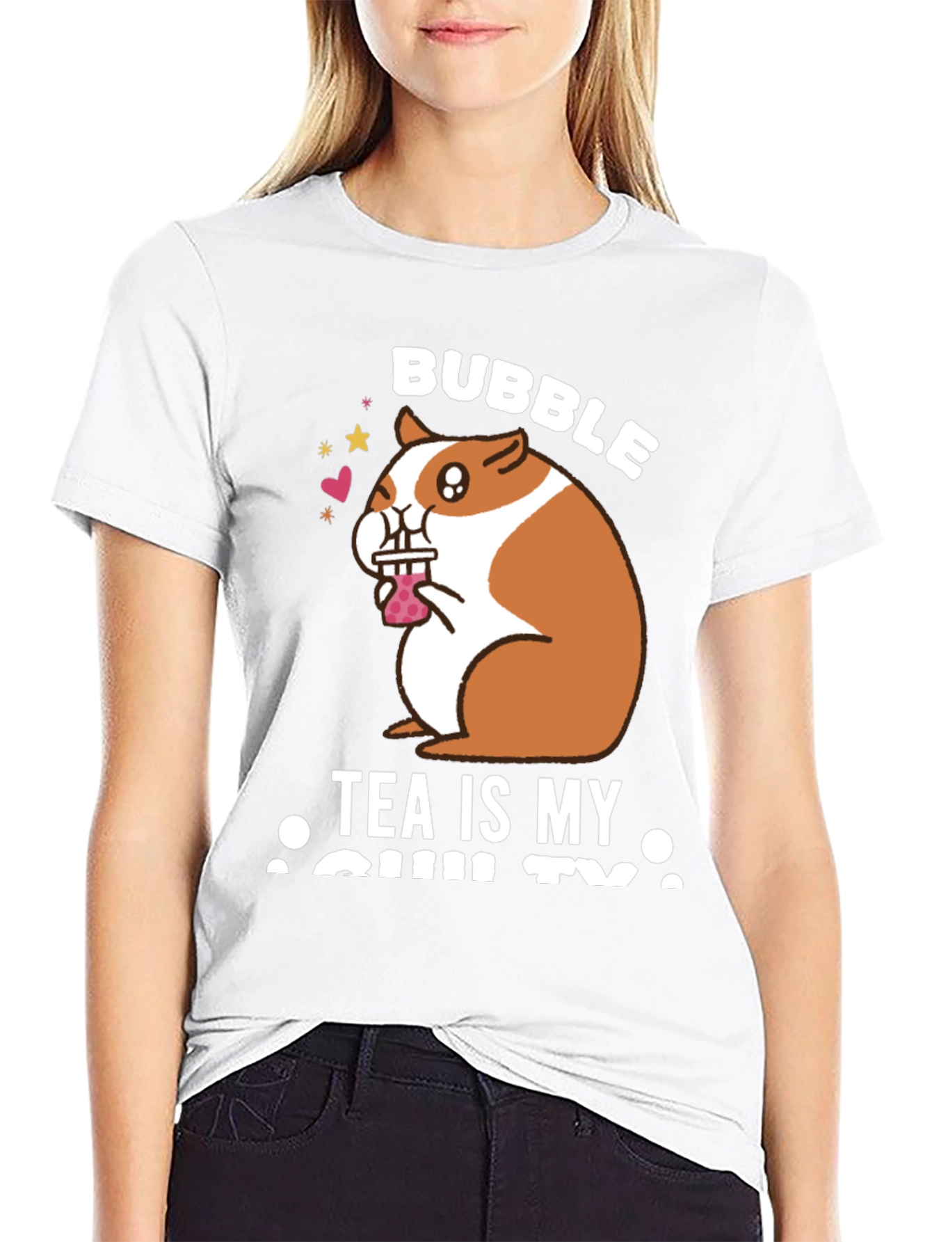 Black Bubble Tea Loving Hamster T-Shirt view 9