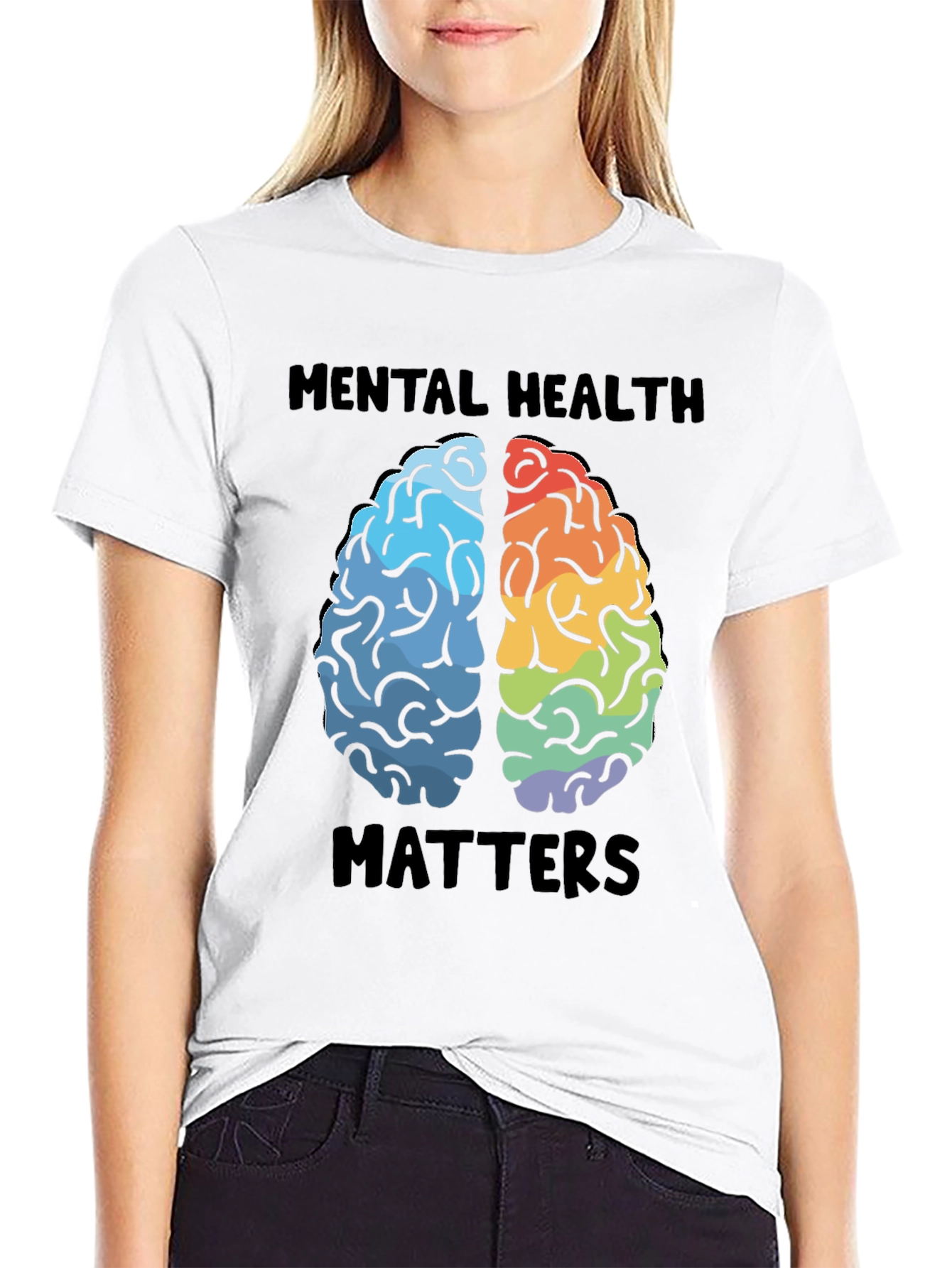 Black Mental Health Matters Brain Graphic T-Shirt view 9