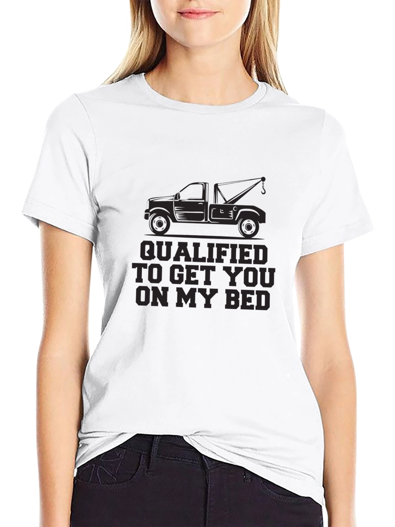 Black Qualified Tow Truck T-Shirt view 9