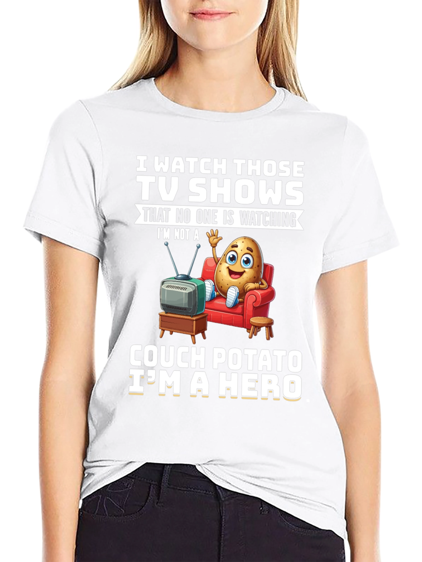 Black Couch Potato Hero T-Shirt view 9