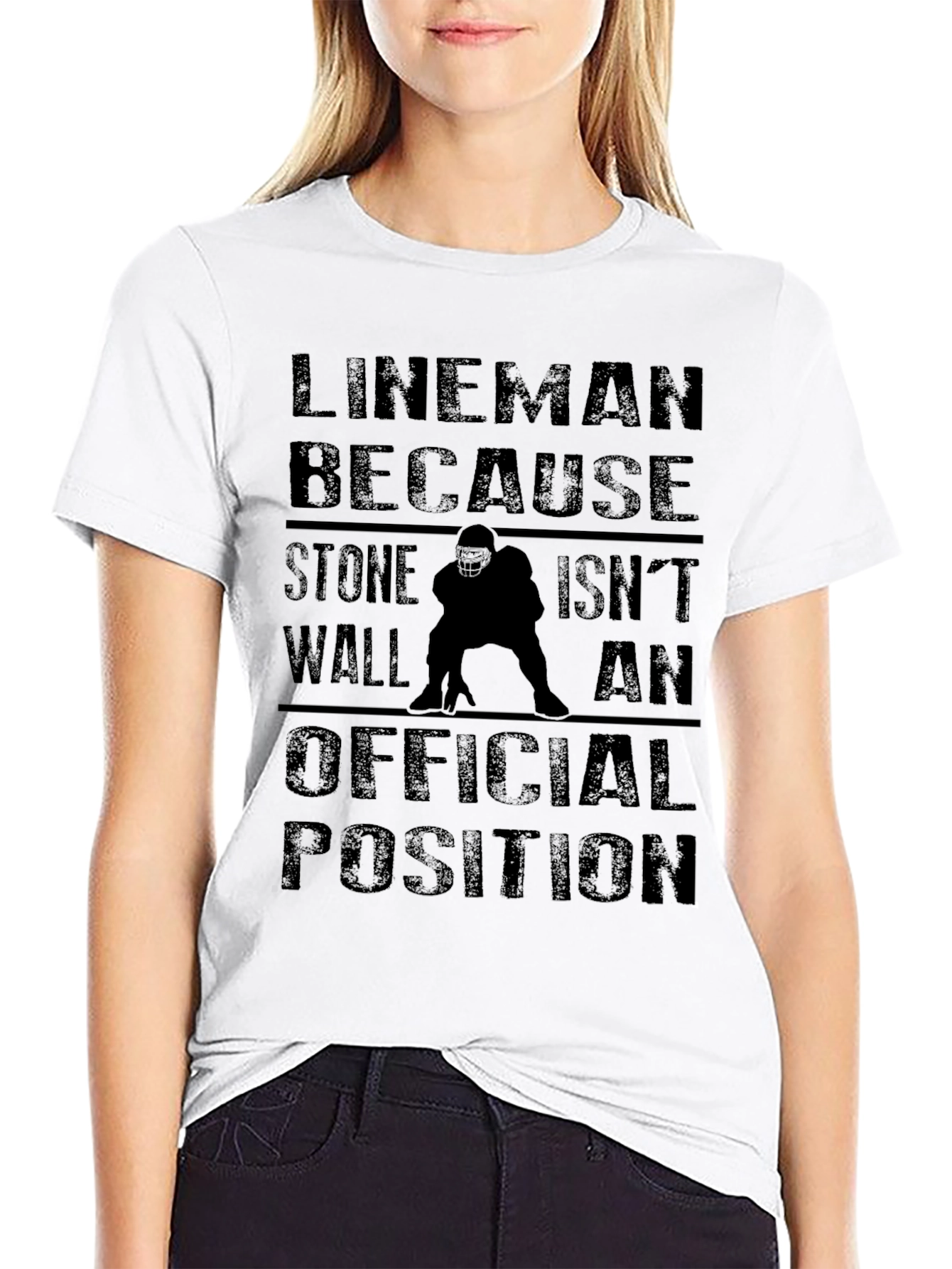 Black Lineman Funny T-Shirt - Stone Wall Isn't a Position! view 9